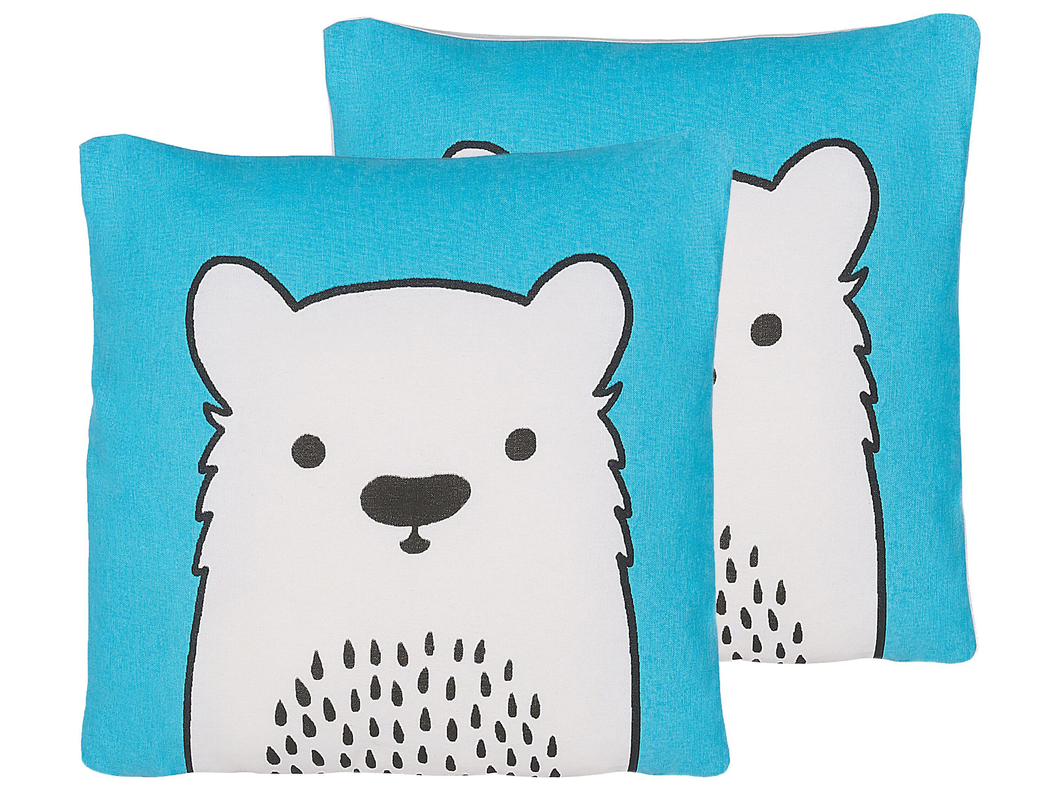 Set of 2 Decorative Cushions WARANASI Cotton 45 x 45 cm Blue