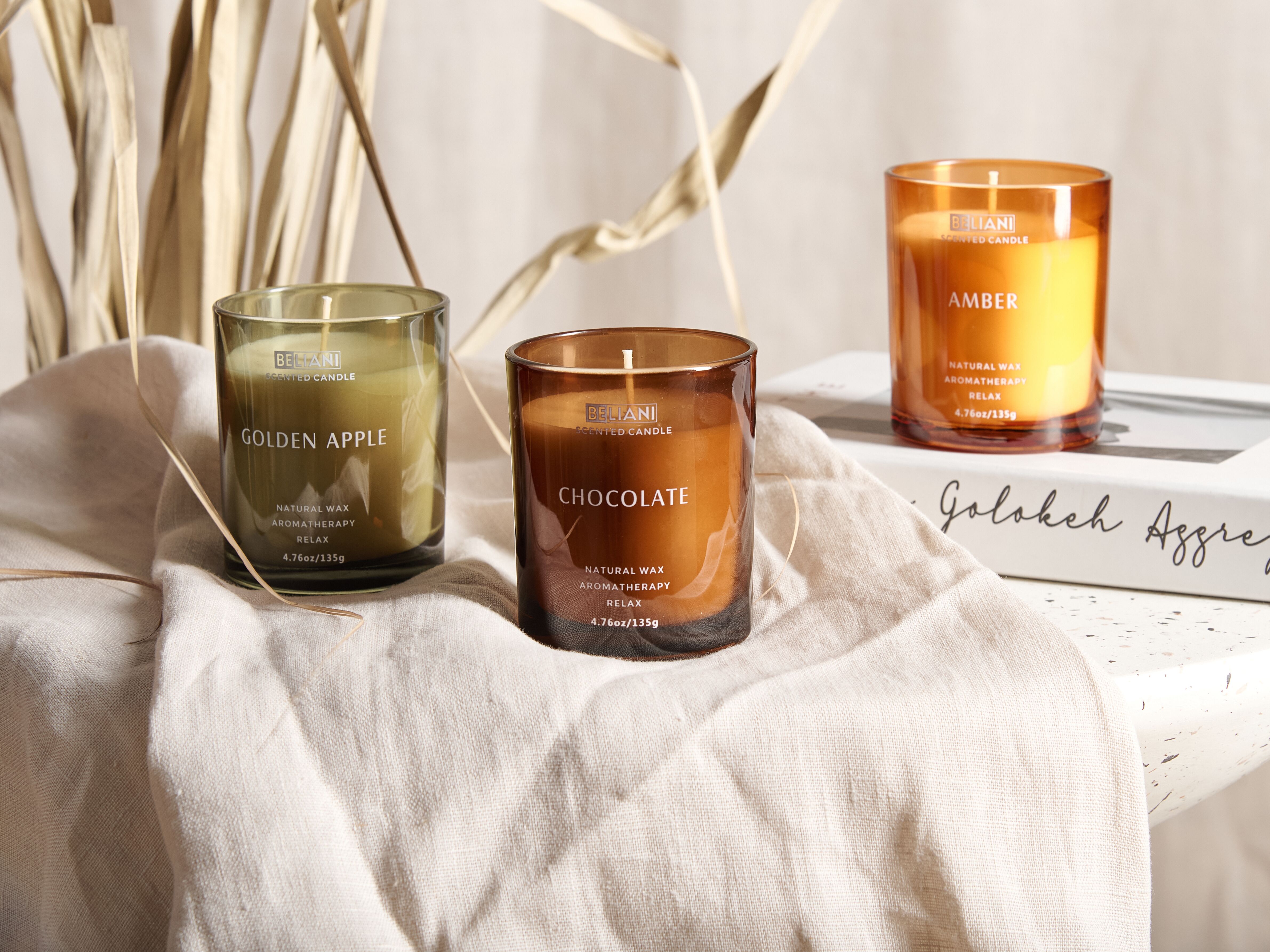 Set of 3 Scented Candles SHEER JOY Soy Wax Fruity Notes Fresh Notes
