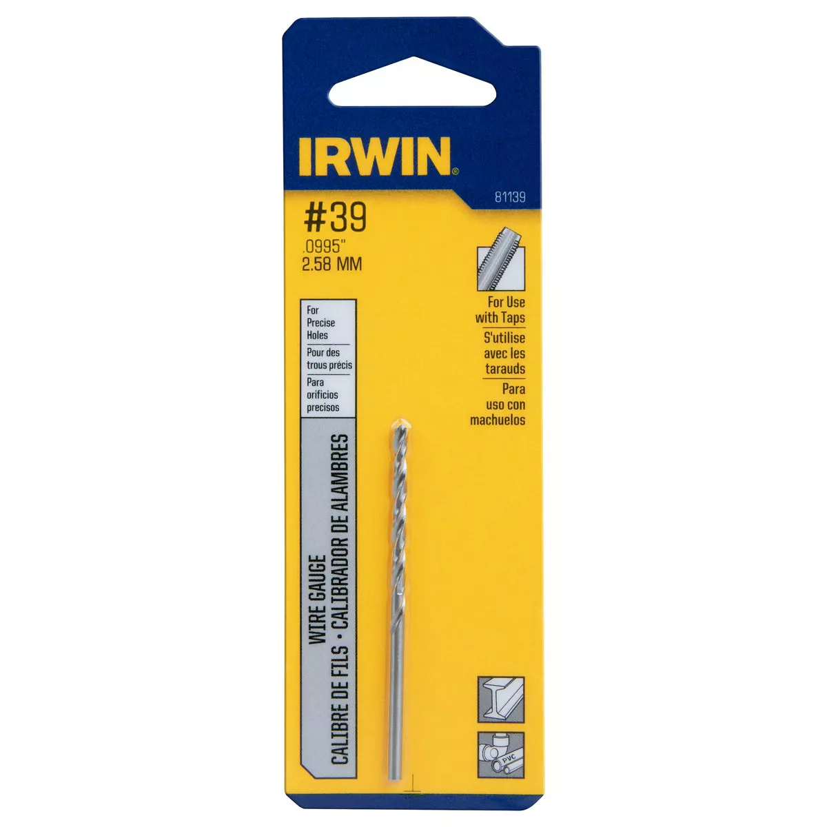 Irwin #39 Bright High Speed Steel Wire Gauge Drill Bit