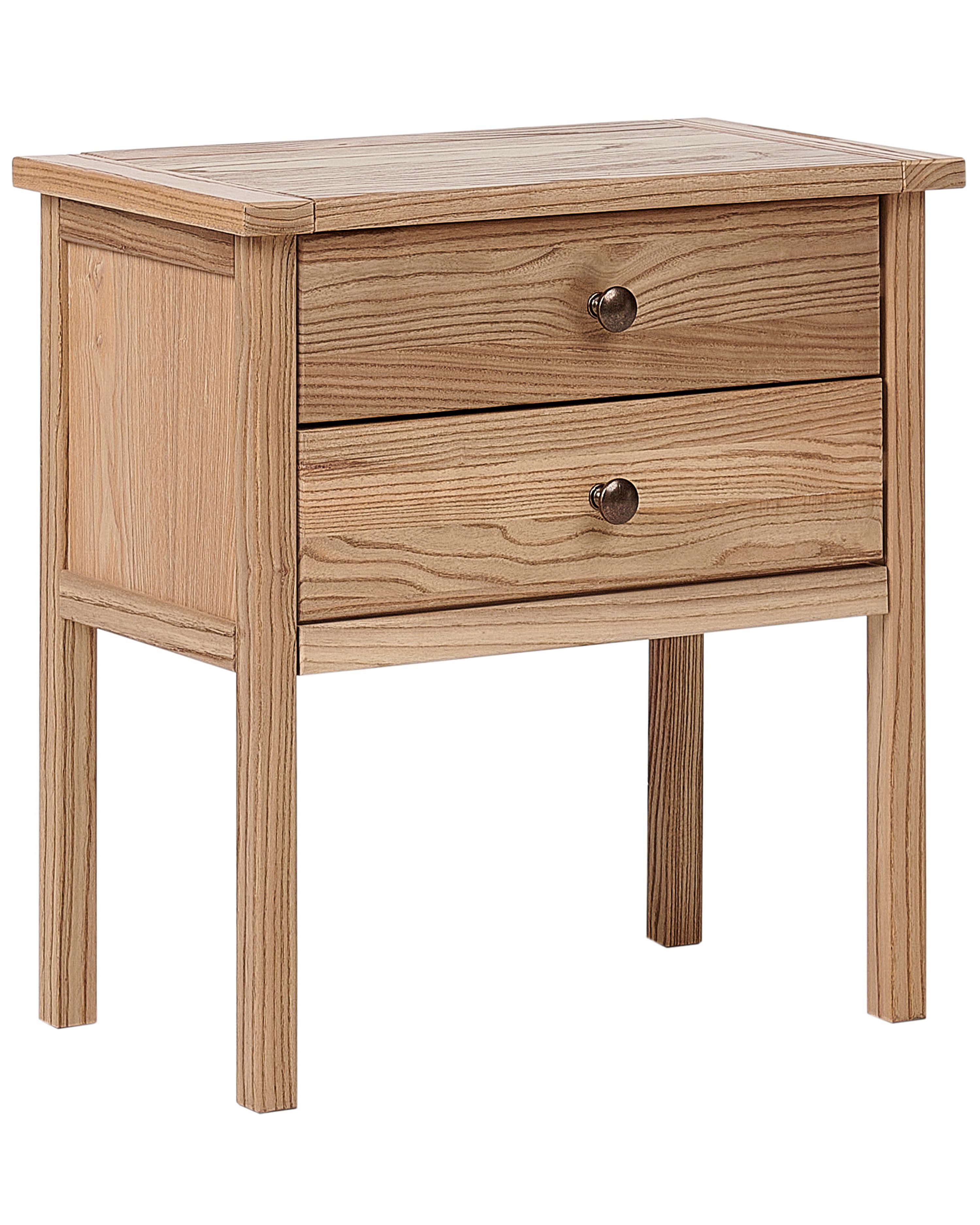 2 Drawer Bedside Table SALTON Sassafras Wood Brown
