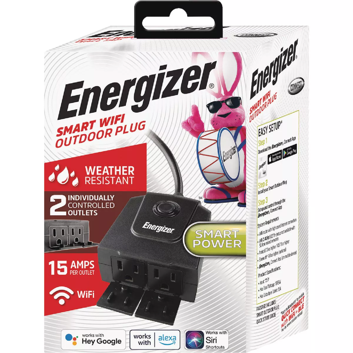 Energizer 15A 2-Outlet Smart WiFi Outdoor Plug