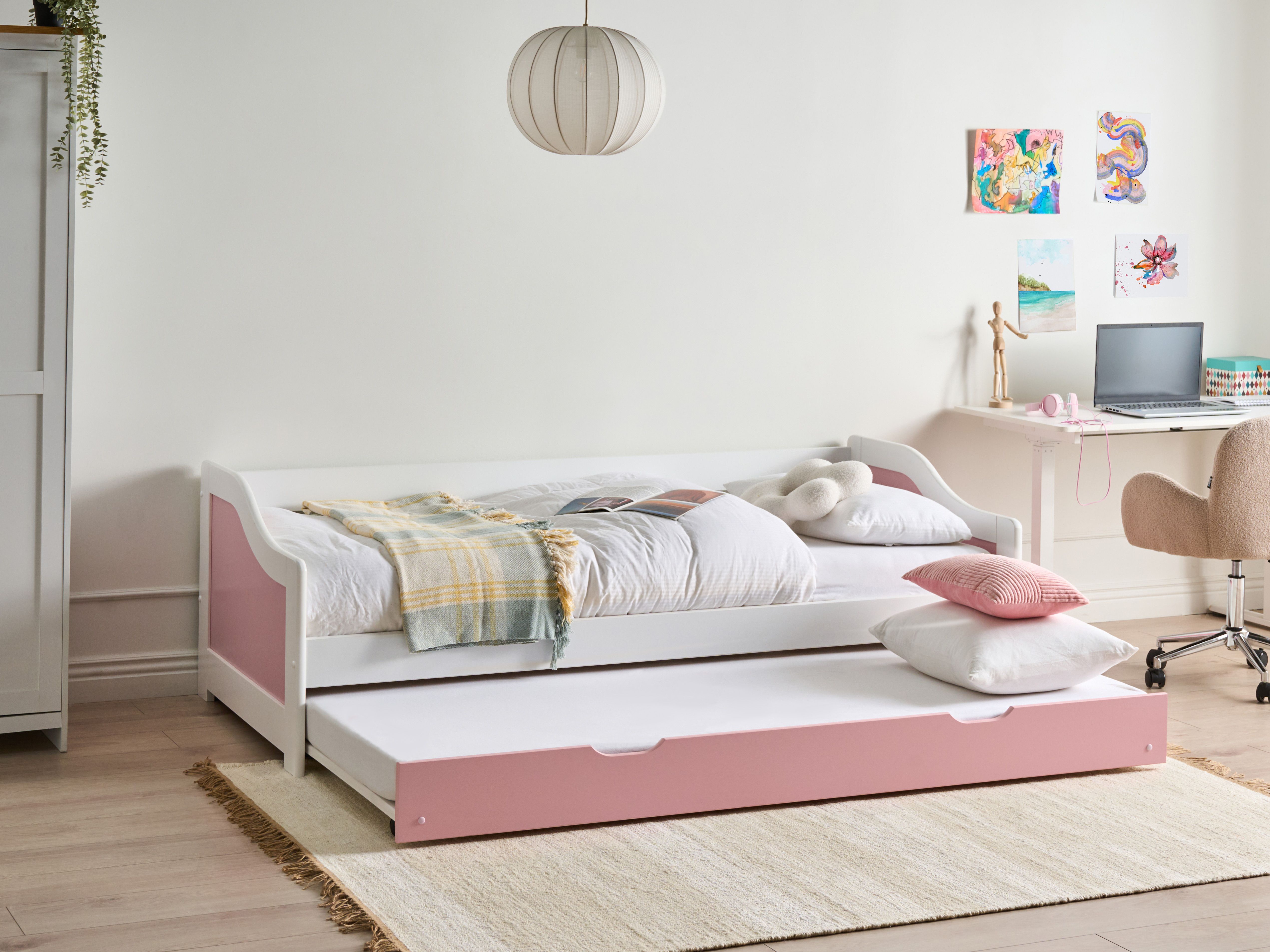 Trundle Bed Pine Wood LUNERAY 90 x 200 cm (EU Single) Pink