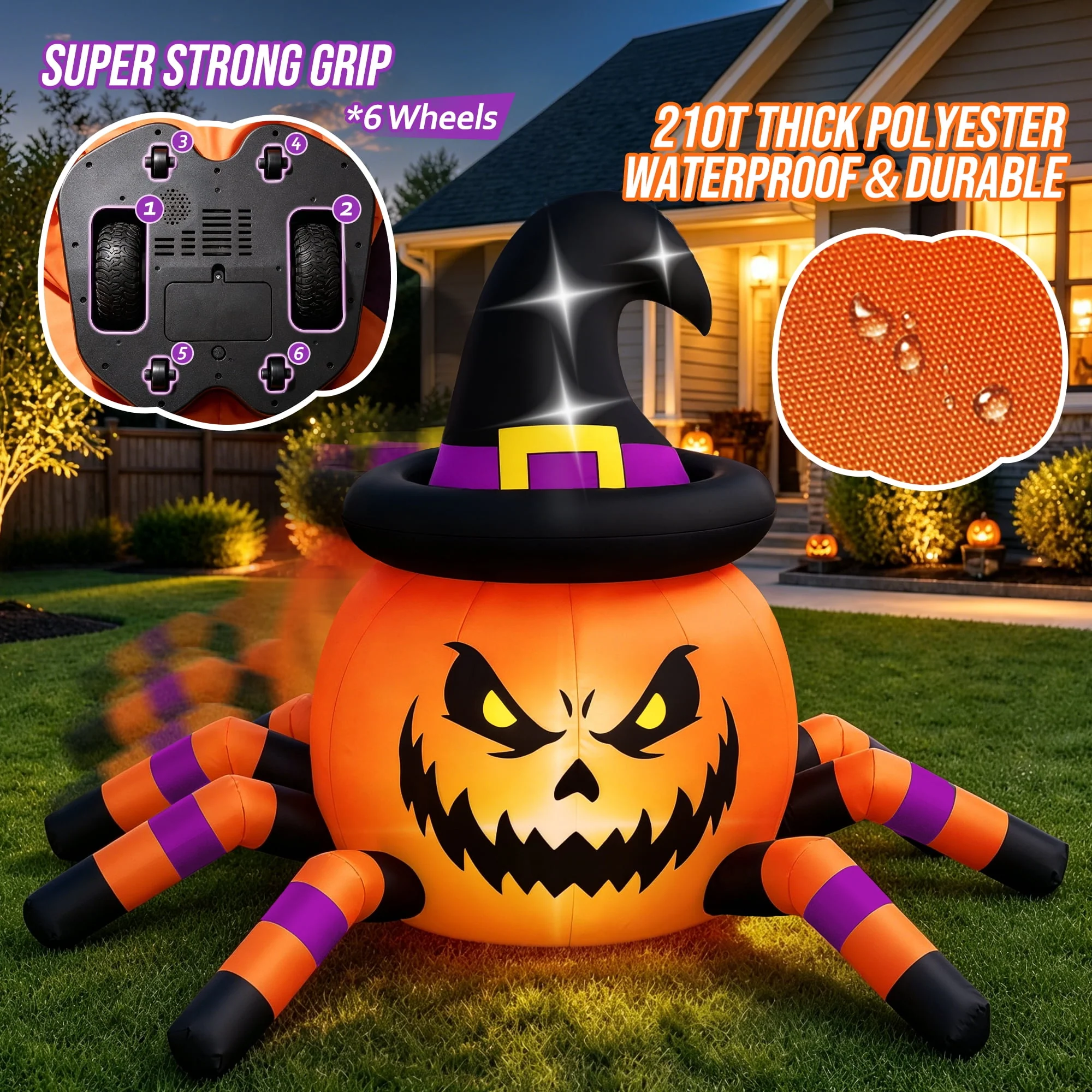 Firstness 2.4GHz Remote Control Car Halloween Inflatable Pumpkin Spider Blow ups Rc Car 360° Rotation, 3 Music and LED Lights, Aged 3+ - Image 5 Firstness 2.4GHz Remote Control Car Halloween Inflatable Pumpkin Spider Blow ups Rc Car 360° Rotation, 3 Music and LED Lights, Aged 3+ - Image 5
