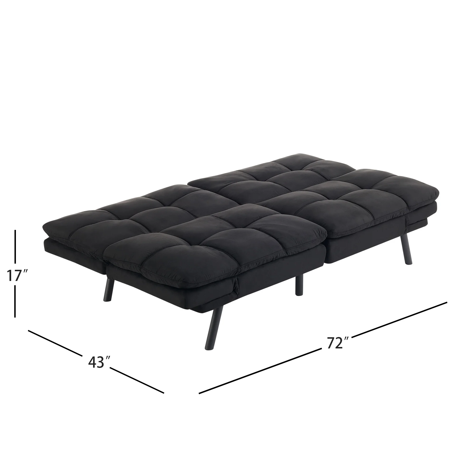Mainstays Memory Foam Futon with 72",Black - Image 12