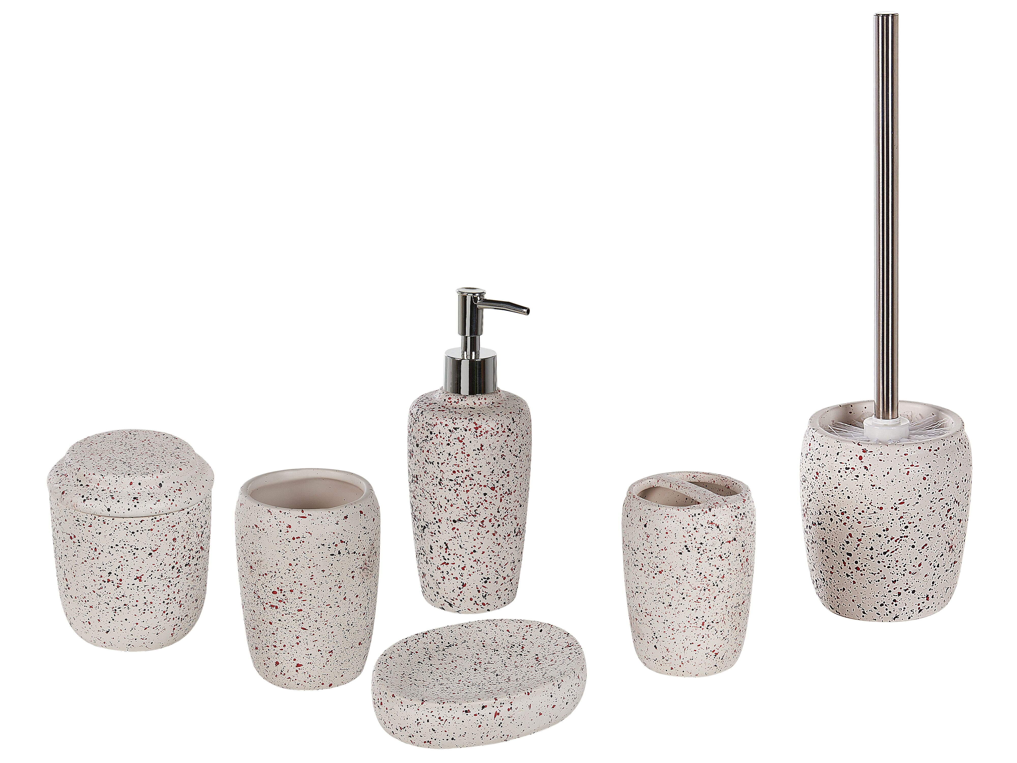 6-Piece Bathroom Accessories Set PALMILLA Ceramic Off-White
