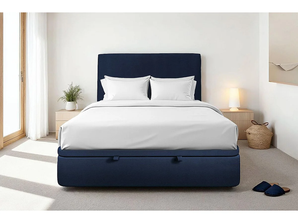 Sommier Coffre Velours Bleu 160x200 H39cm