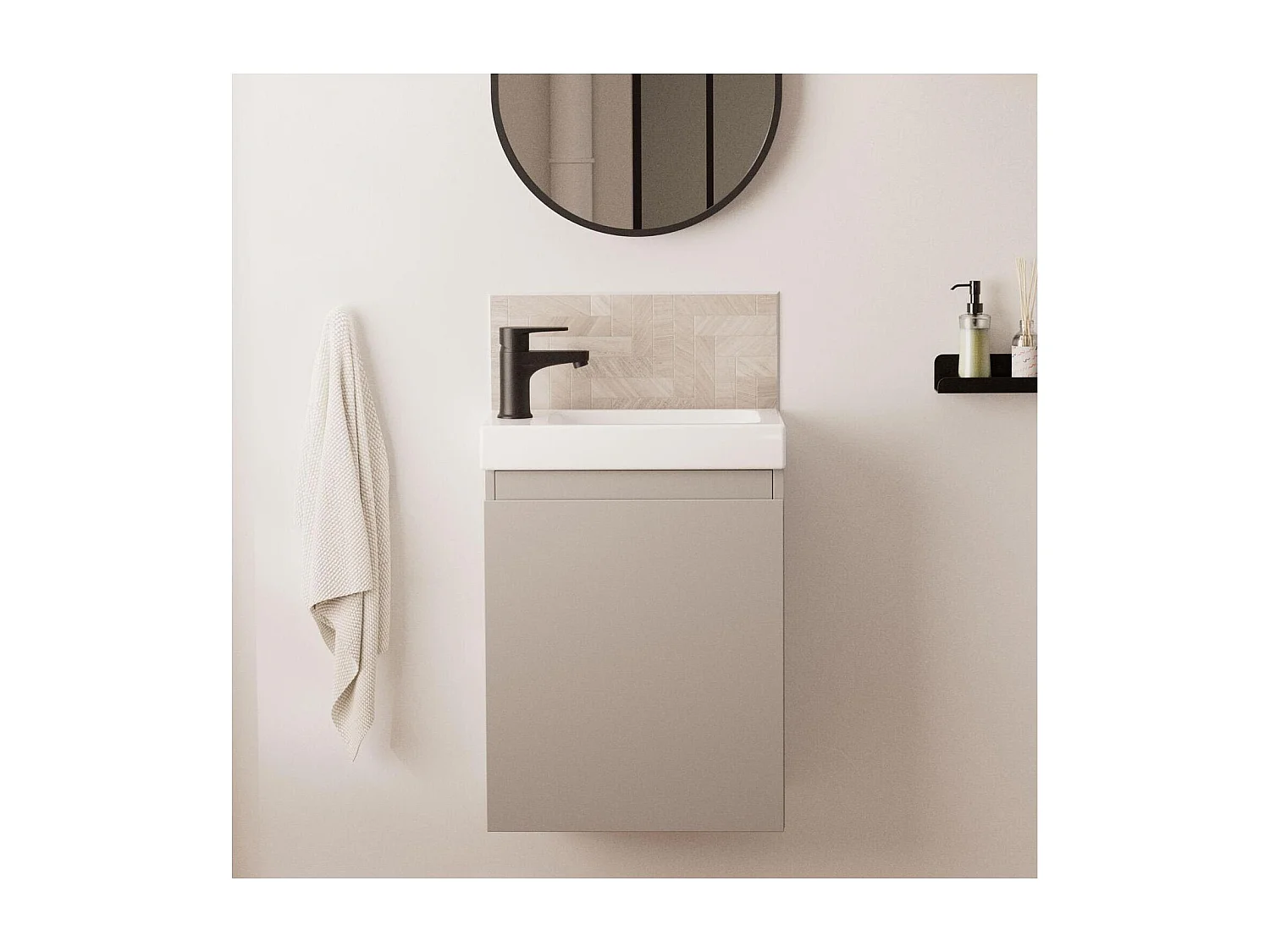 Meuble lave-mains LISA + robinet noir