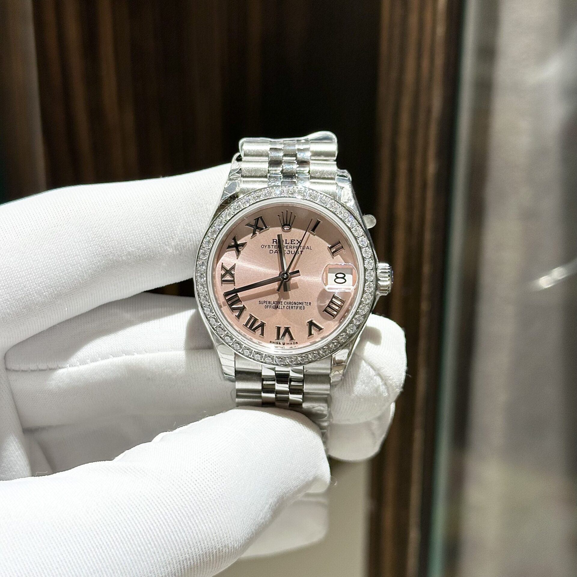 Rolex Rep 11 Watch DateJust Women s With Stone Bezel Jubilee Strap EW 31mm - Elite Watch Atelier