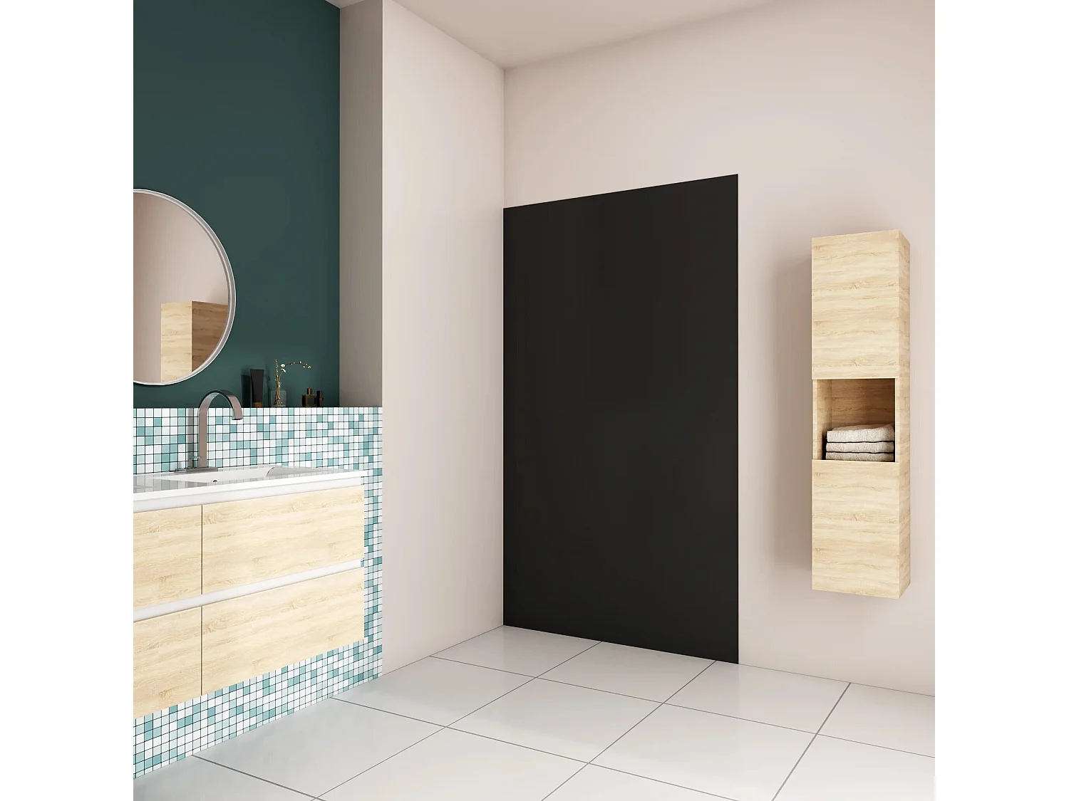 AICA Panneau mural de douche Noir 90x210cm,Panneaux muraux salle de bain habillage mural aluminium