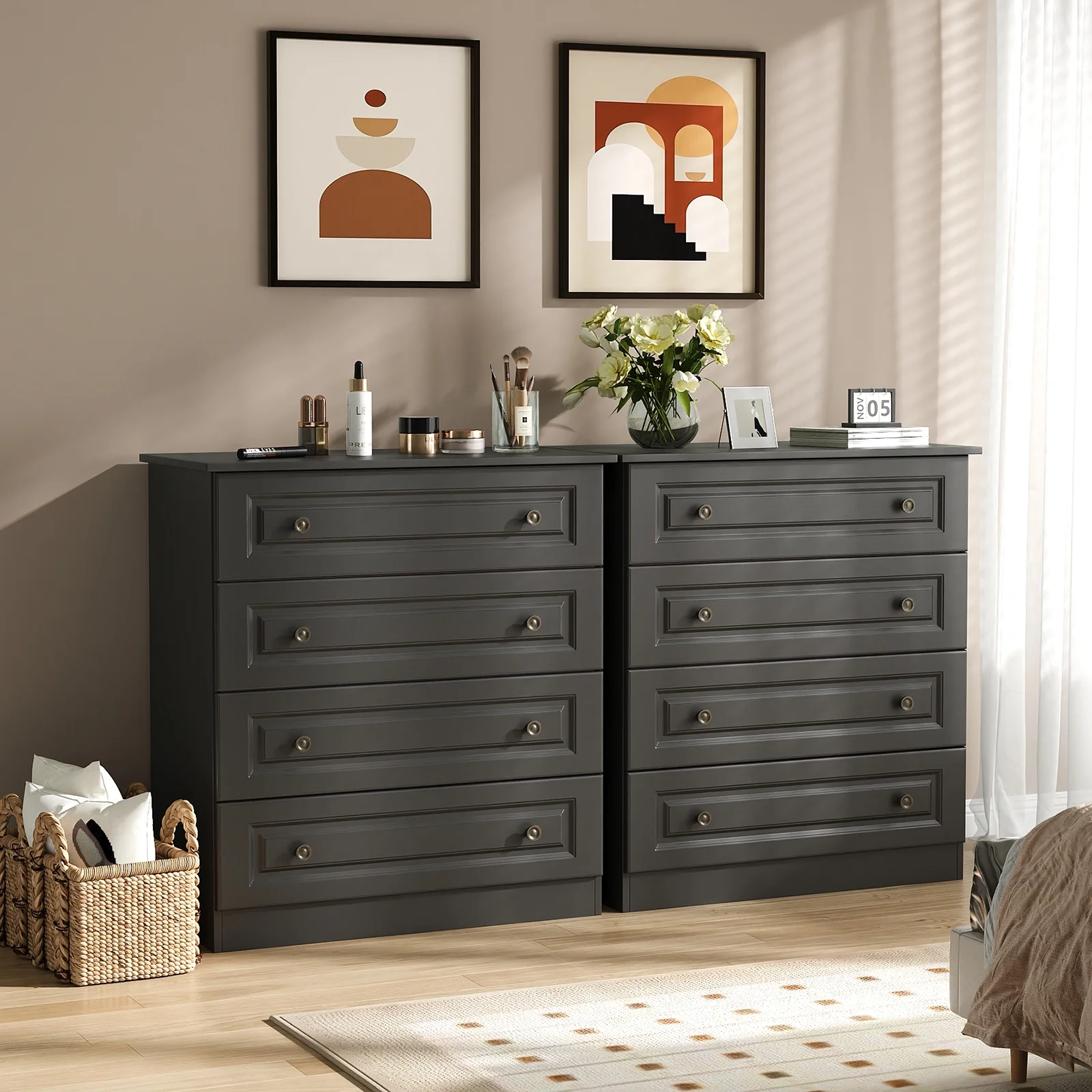 IDEALSOUL Dresser, Black Dresser Tall dresser with Large Storage Space, 4 Drawer Dresser for Bedroom, Hallway, Entryway - Image 11