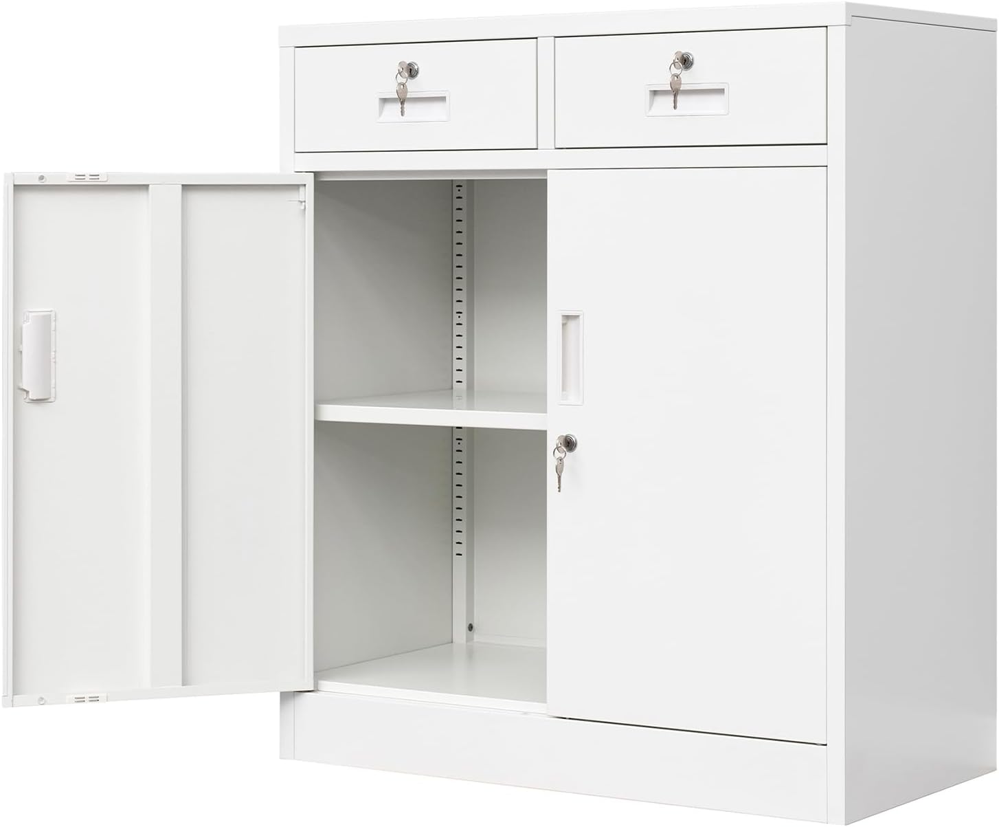 Wanfu Metal Storage Cabinet, Locking Storage Cabinet with Adjustable Shelf, 36