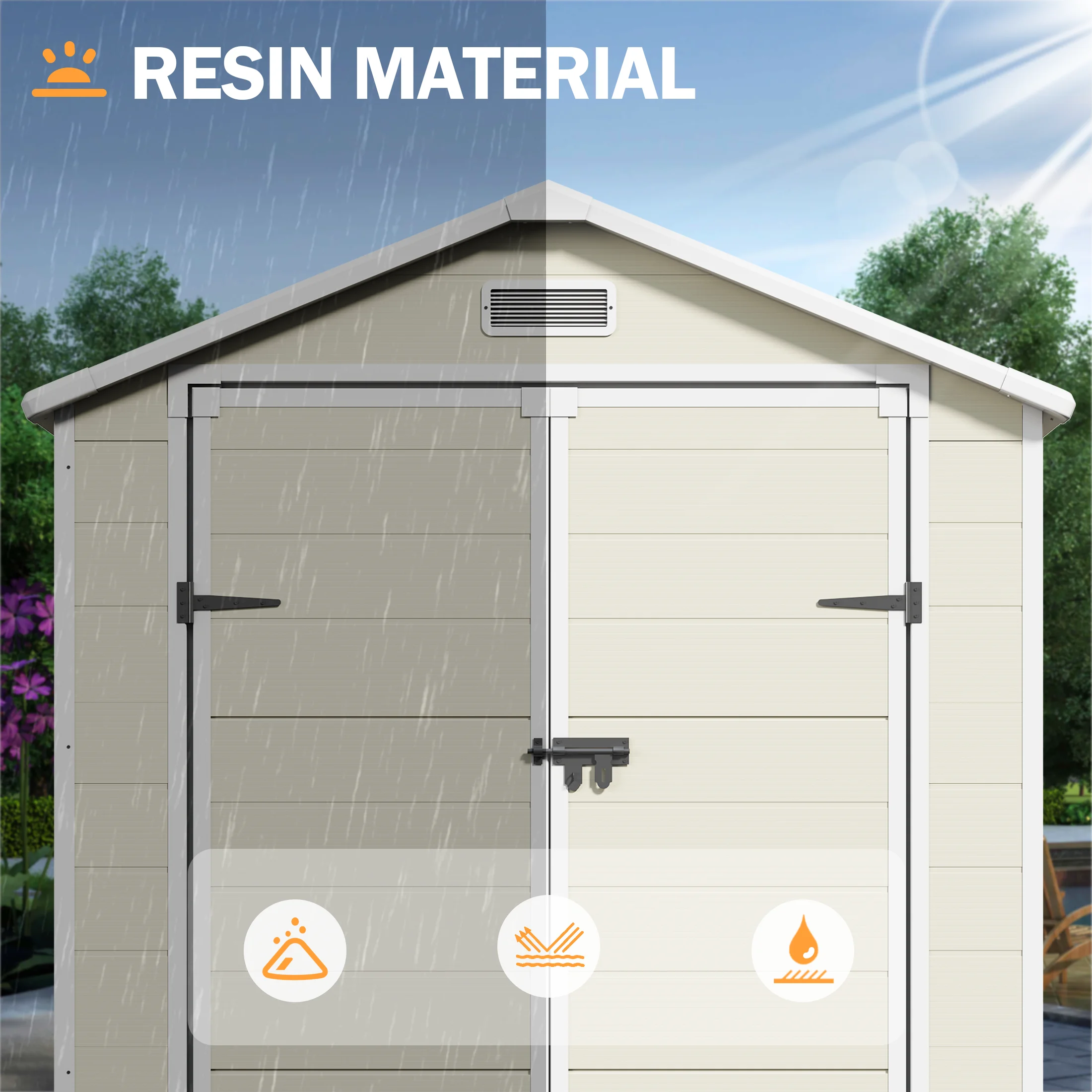 UDPATIO Outdoor Storage Shed 5x3 FT, Resin Garden Shed for Backyard, Patio, Lawn, Grey & White - Image 38