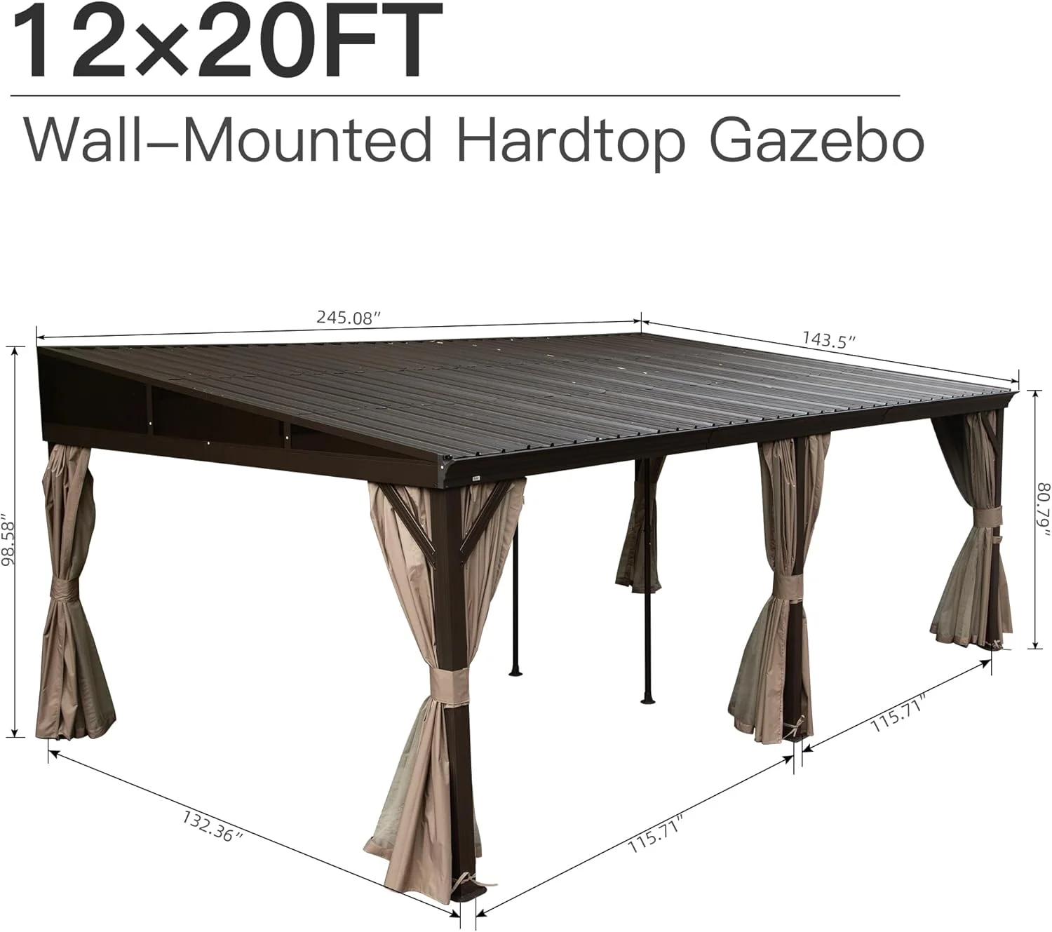 TOTAL Outdoor 10'x12' All-Season Sunroom Gazebo with Steel Roof, PVC Screen, Front & Side Door, Brown - Image 58