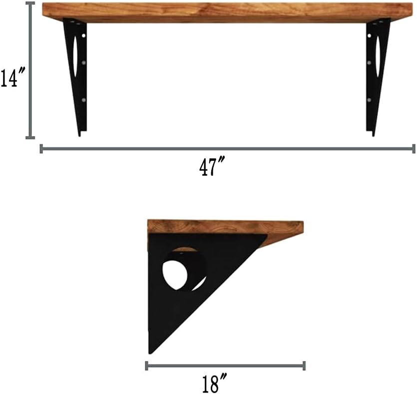 Industrial Rustic Wall-Mounted Table, Dining Table Desk, Pine Wood Wall-Mounted Bar Tables (47