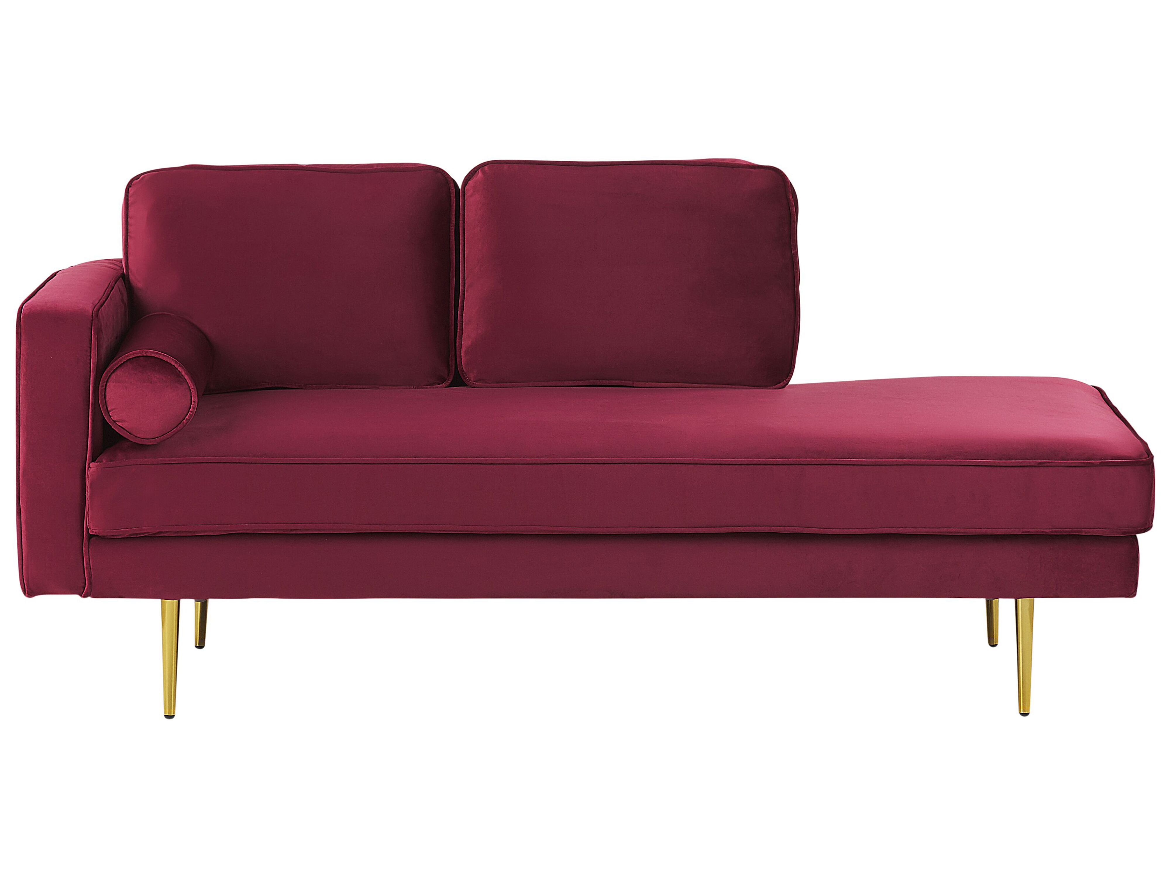 Left-Hand Chaise Lounge MIRAMAS Velvet Dark Red