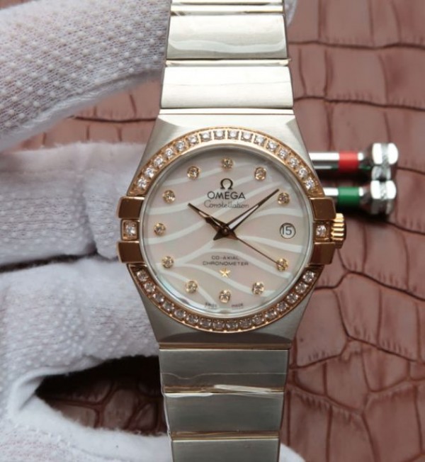 Replica Omega V6 Constellation 123.20.35 Diamonds Bezel White Dial - Elite Watch Atelier