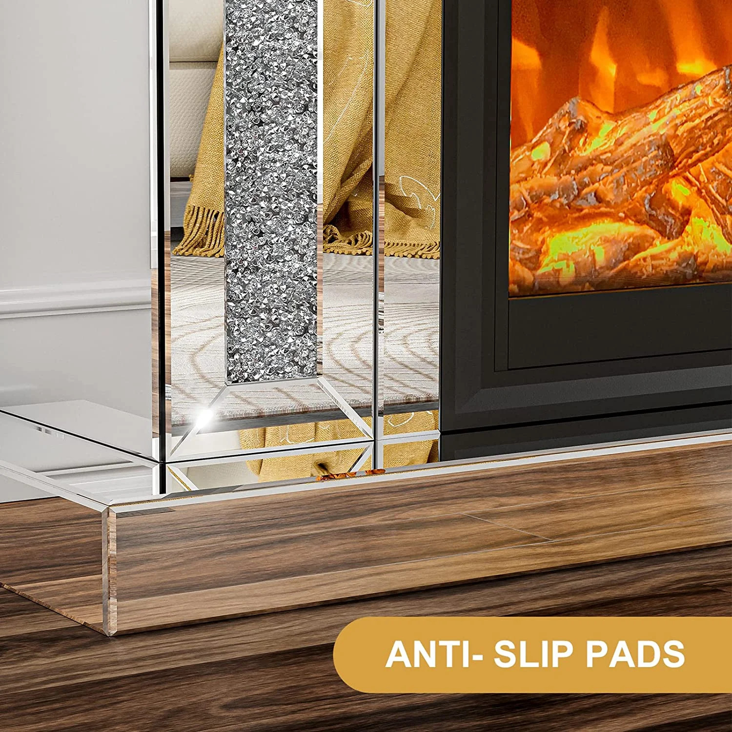 IKIFLY 47.24L x 41.33 H Mirrored Electric Fireplace - Image 4