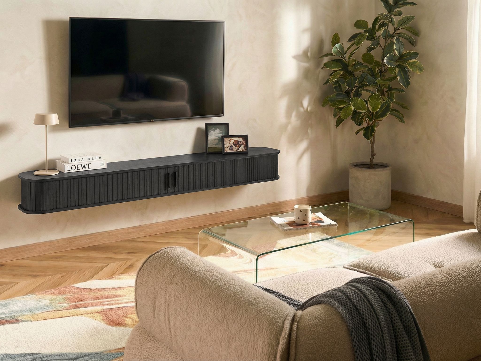Wall Mounted TV Stand BRADLEY Black