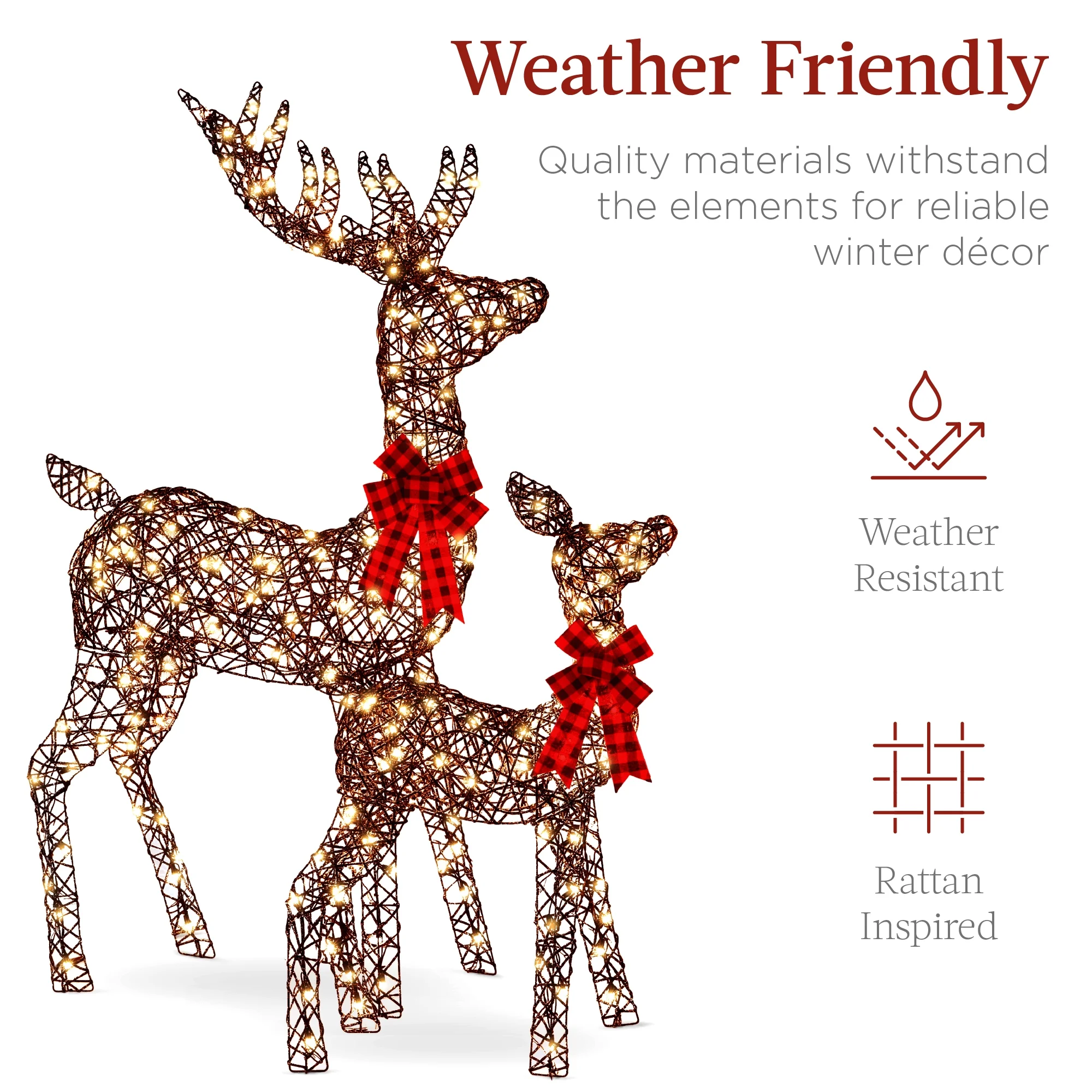Best Choice Products 6.5ft 3-Piece Lighted Christmas Deer Set Outdoor Yard Decoration w/ 385 LED Lights, Stakes - Gold - Image 23