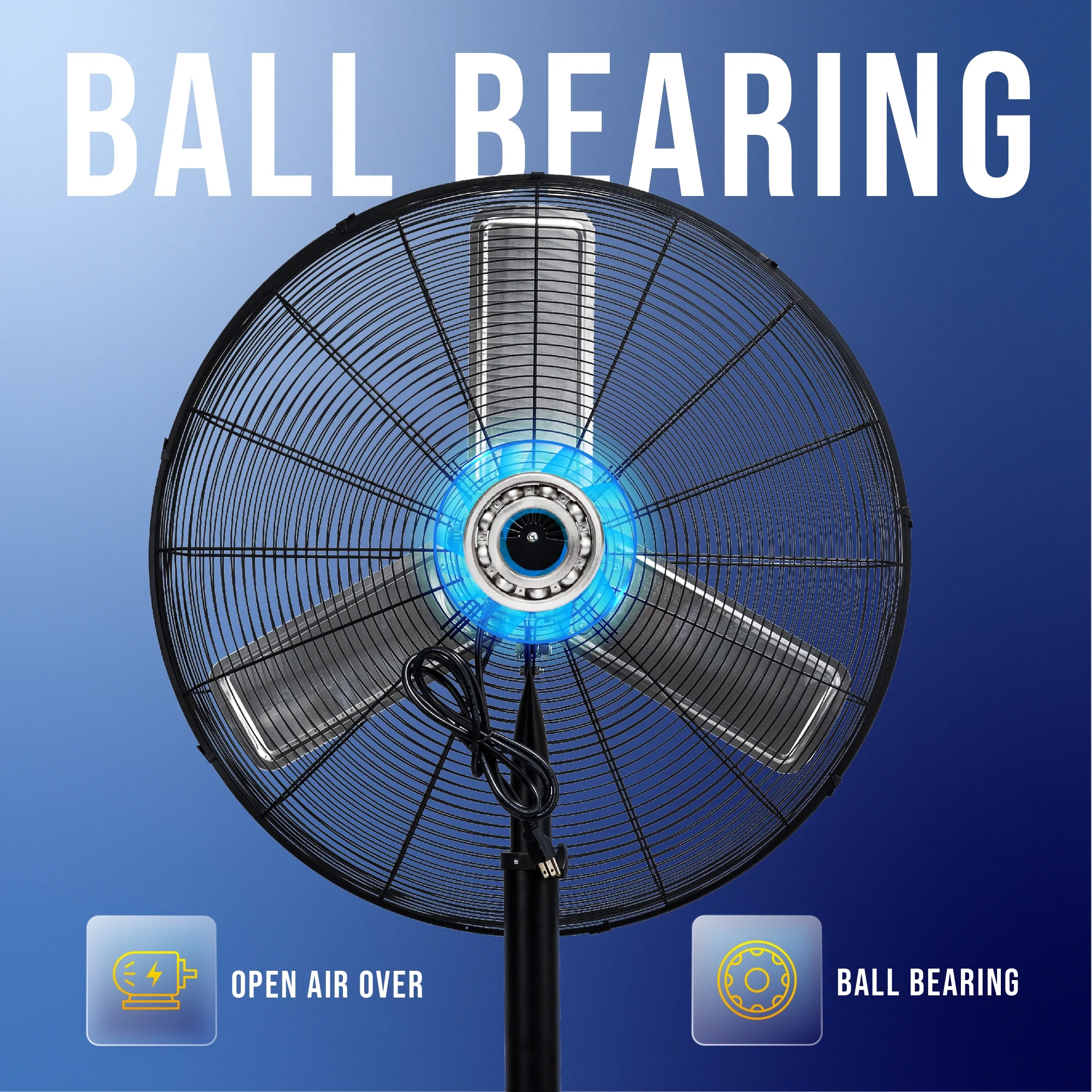Tornado - 20 Inch High Velocity Metal Oscillating Pedestal Fan - Commercial, Industrial Use Water-Resistant - Image 38