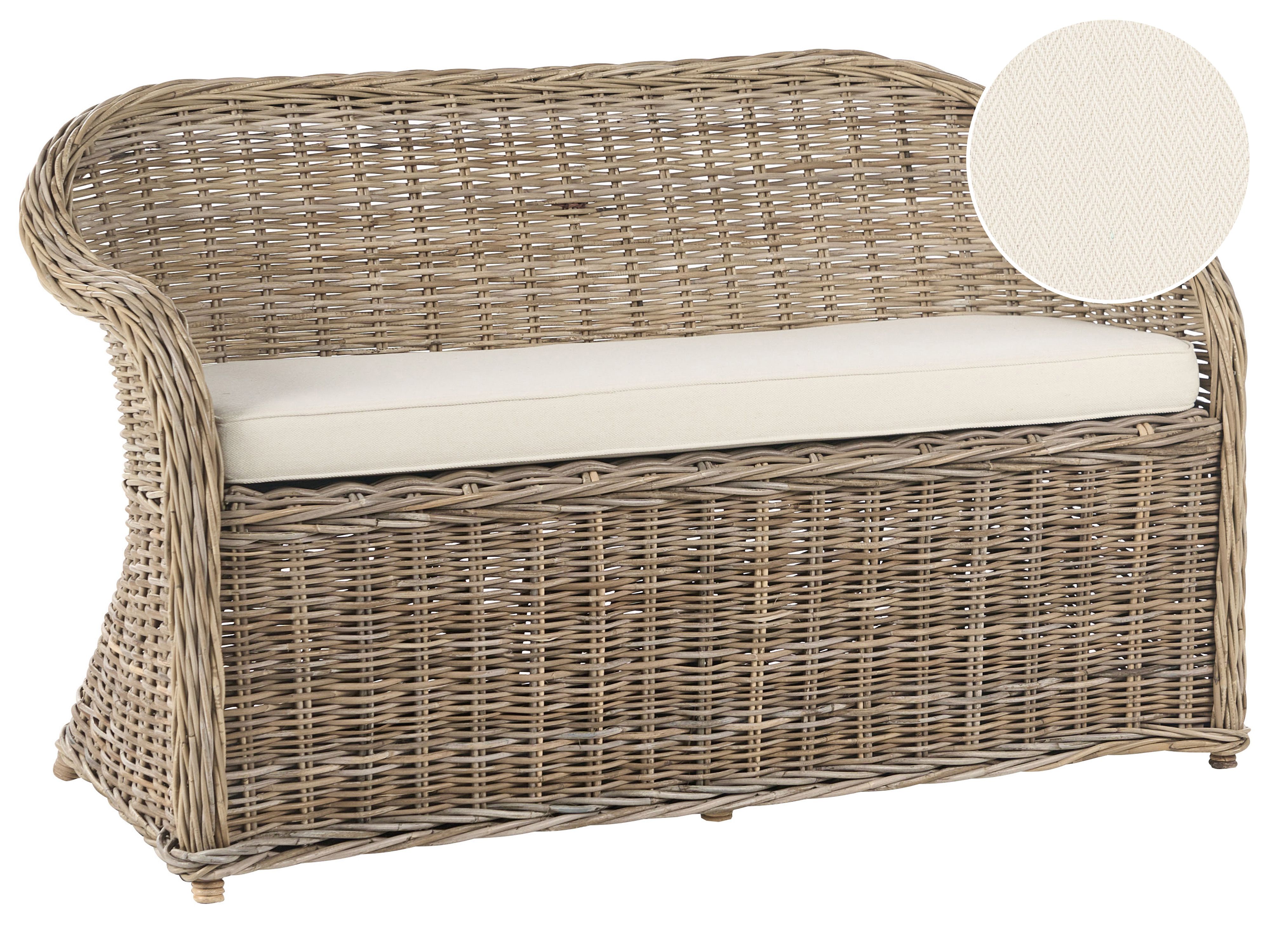 Garden Bench with Cushion SUSUA 141 cm Rattan Natural