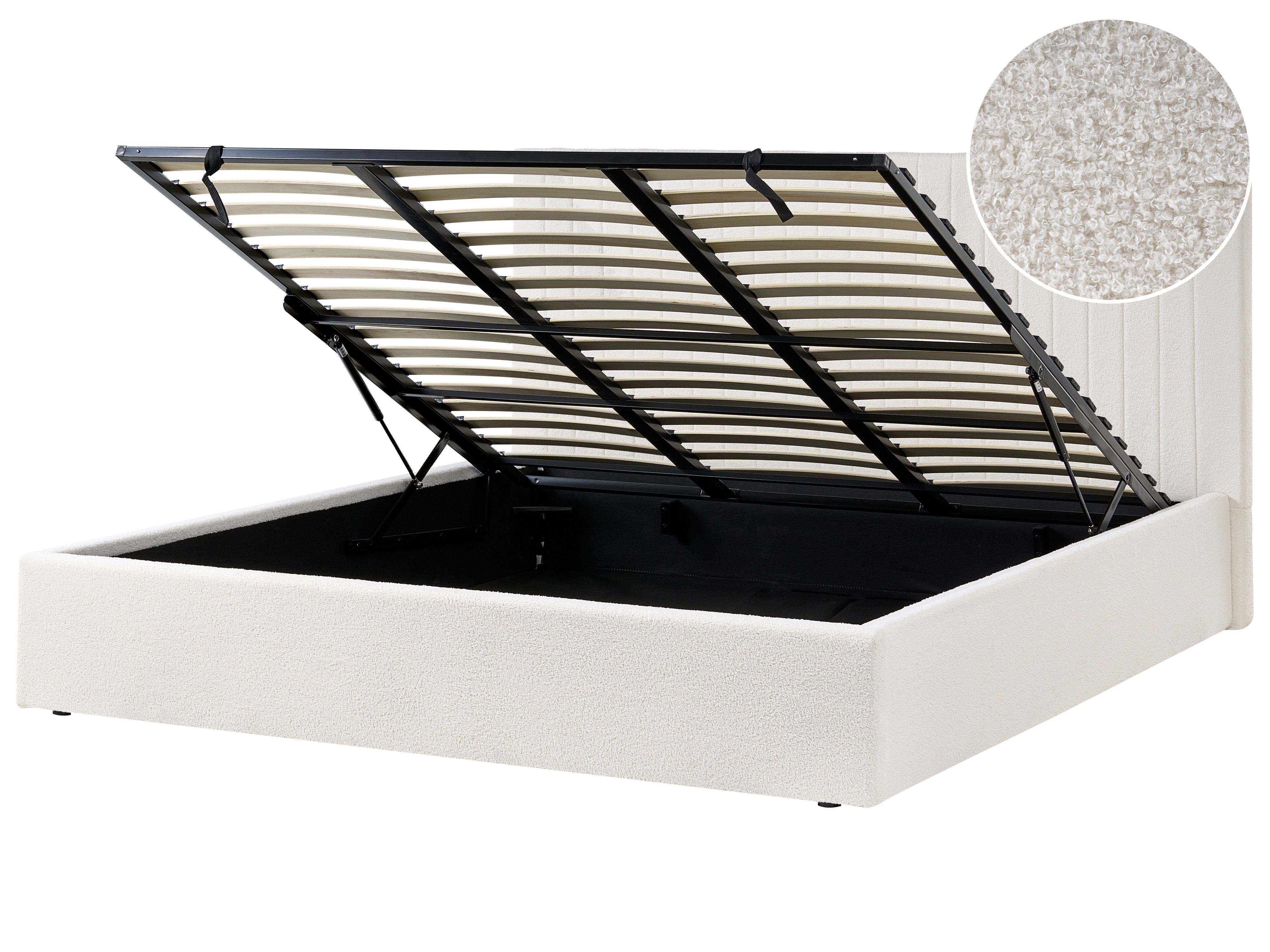 Ottoman Bed Boucle VION 180 x 200 cm (EU Super King) Off-White