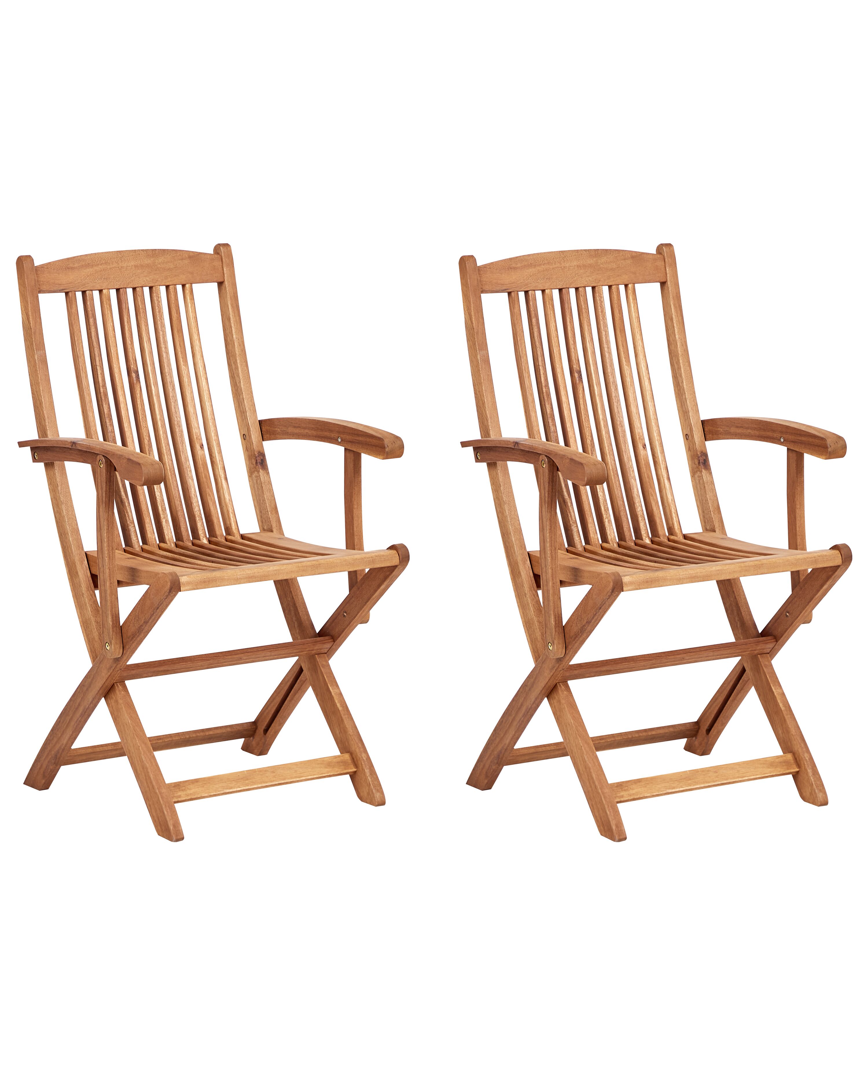 Set of 2 Garden Chairs MAUI II Acacia Wood Light Brown