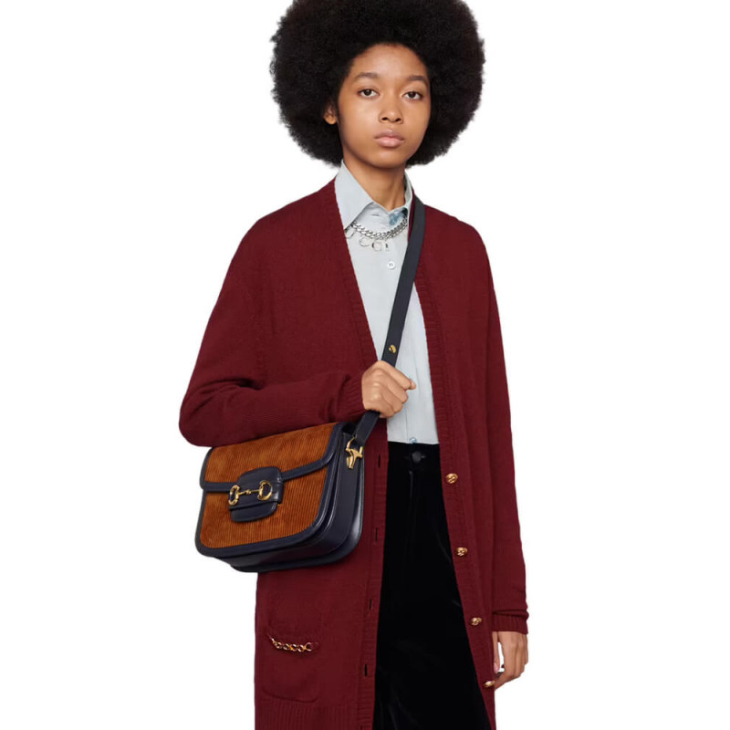 Replica Gucci Horsebit 1955 Small Bag 602204 Brown Corduroy1:1High-quality replica