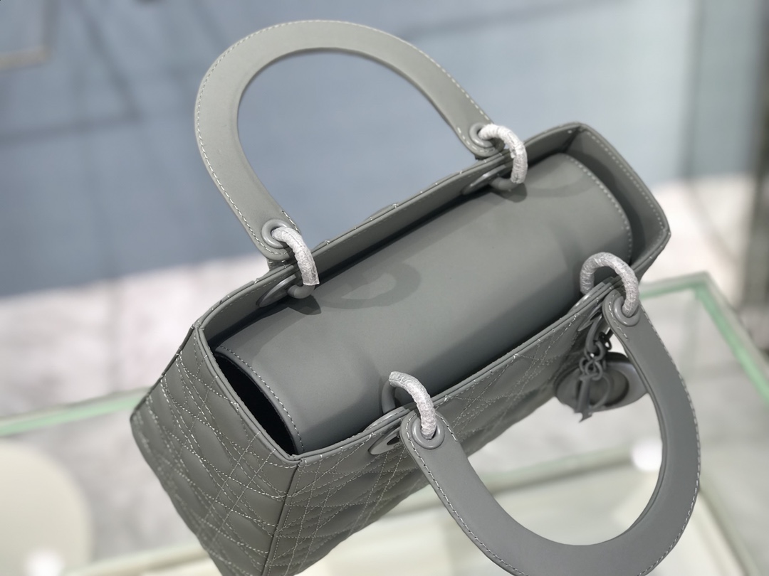 Christian Dior Medium Lady Dior Bag Grey For Women 9.5in/24cm1:1High-quality replica