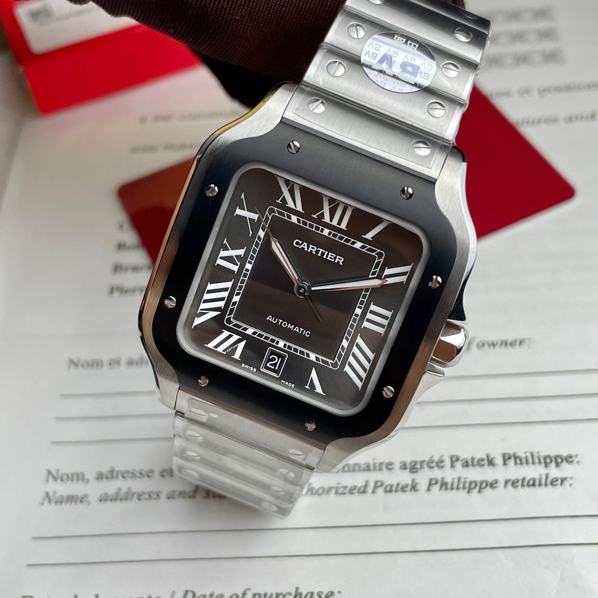 Cartier Santos WSSA0037 Replica 11 Watch Grey Dial BV Factory 39.8mm - Top club