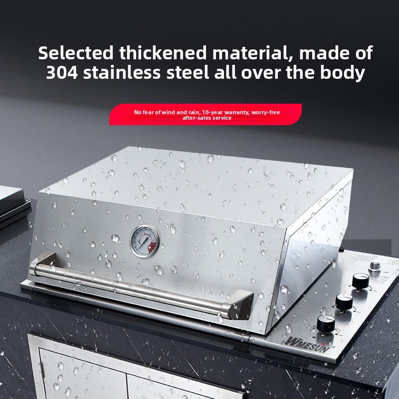 Built-In Stainless Steel Gas Grill Digital Timer Control Electronic Pulse Ignition Oxygen Depletion Safety Device 4 Burners for