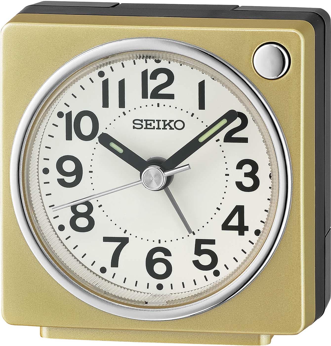Seiko Compact Alarm Clock 6.4 cm H, 6.6 cm B, 3.6 cm T Plastic • Leises schleichendes Uhrwerk • Leuchtzeiger für gute Ablesbarkeit im Dunkeln