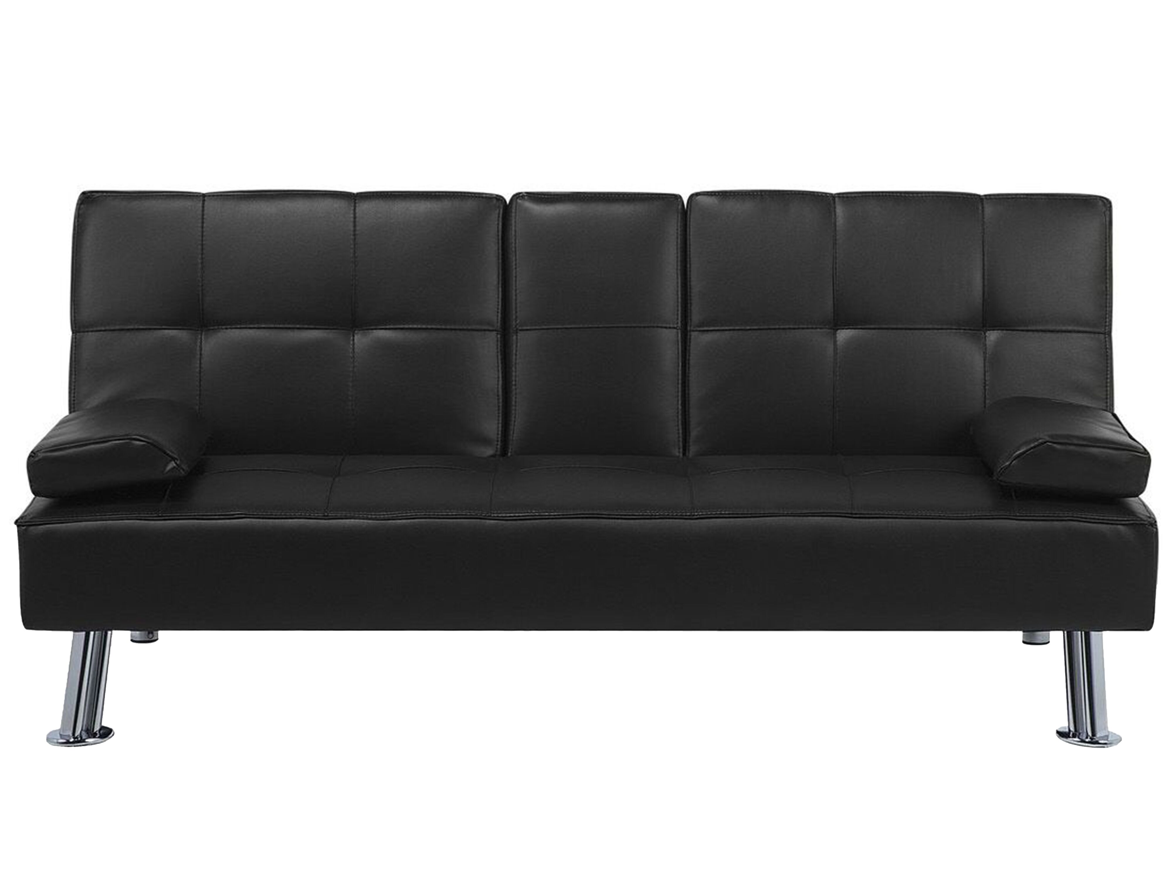 Sofa Bed 3 Seater ROXEN Faux Leather Black