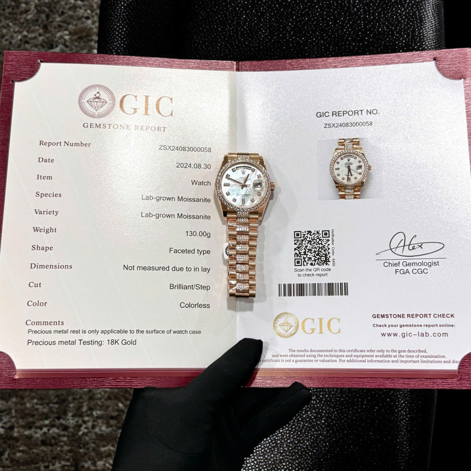 Rolex Day-Date Replica Watch Gold Wrapped Moissanite Diamonds Hong Kong 36mm - Elite Watch Atelier