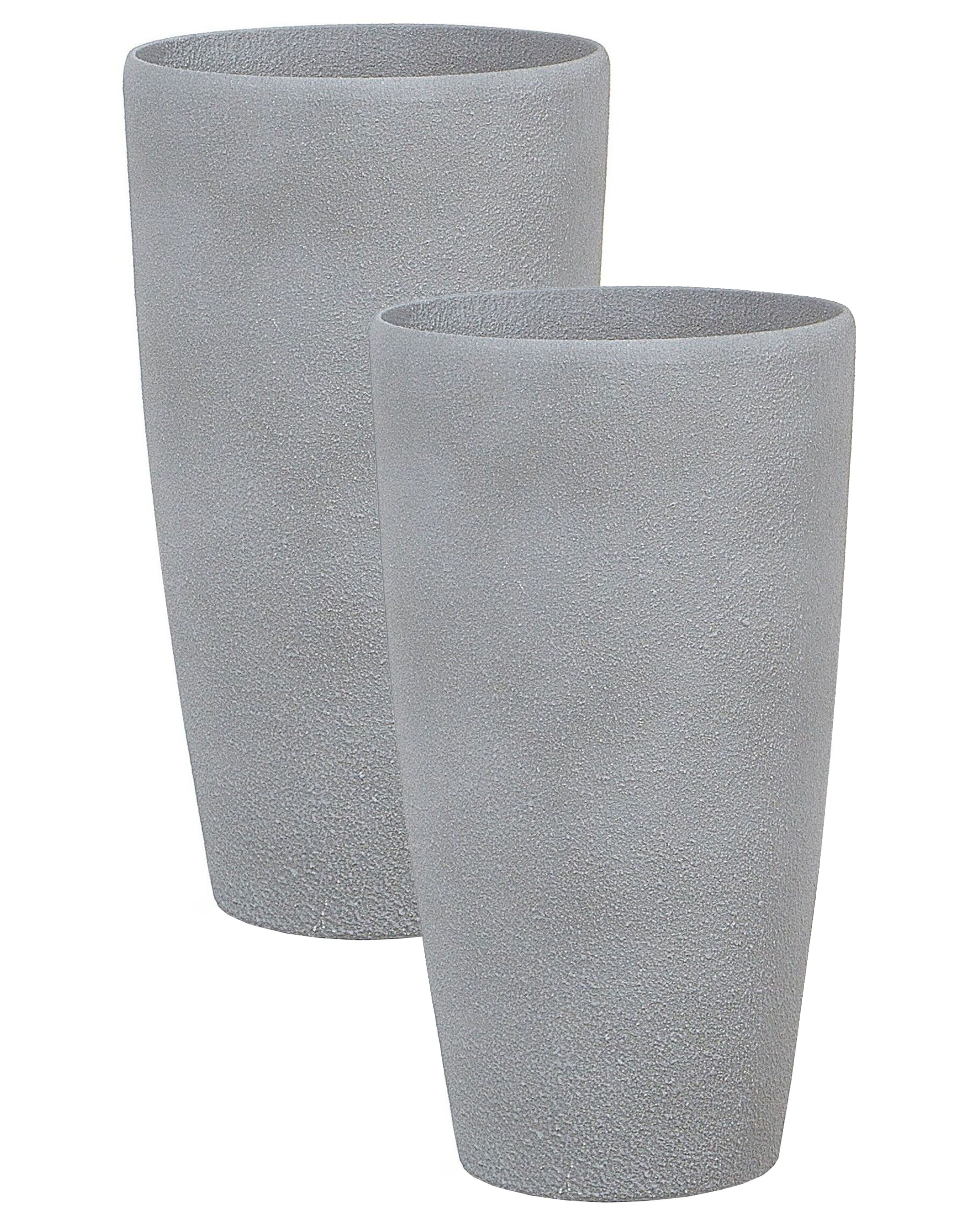 Set of 2 Plant Pots ABDERA 31 cm Grey