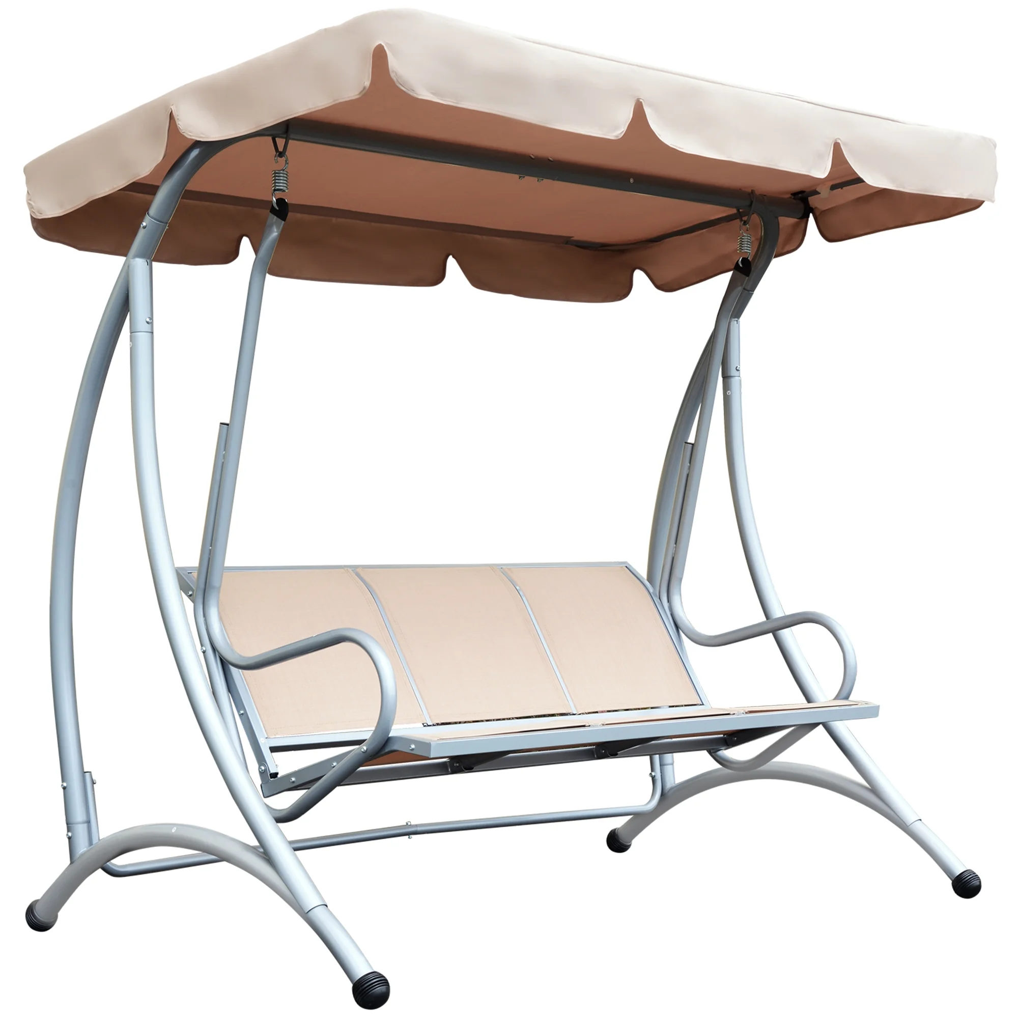 Outsunny 3 Person Patio Swing Seats, Porch Swing with Stand & Adjustable Canopy, Heavy Duty Outdoor Swing Chair Bench for Adults, Black - Image 20