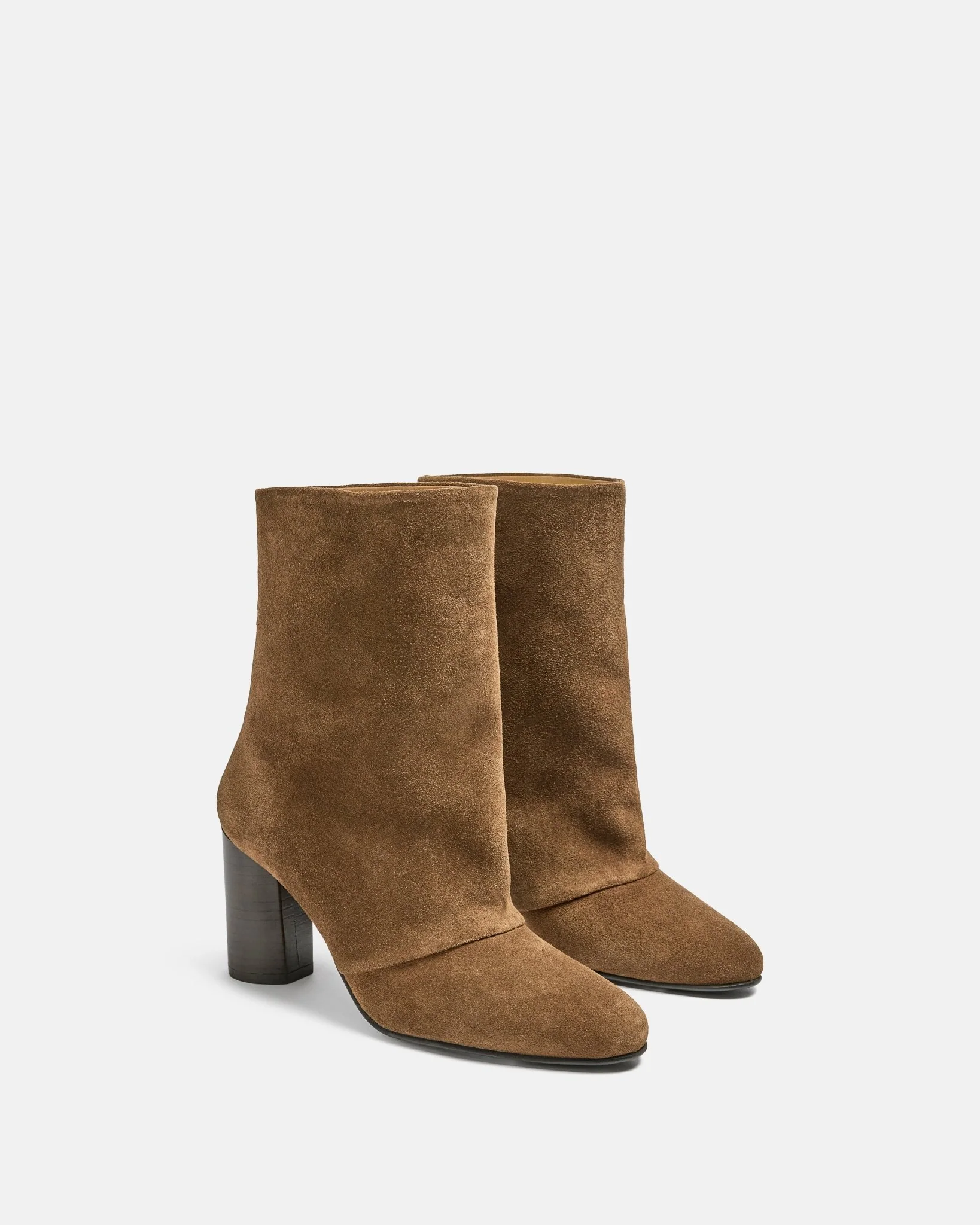 BOTTINES AEL/VEL - En cuir velours à talons brandy