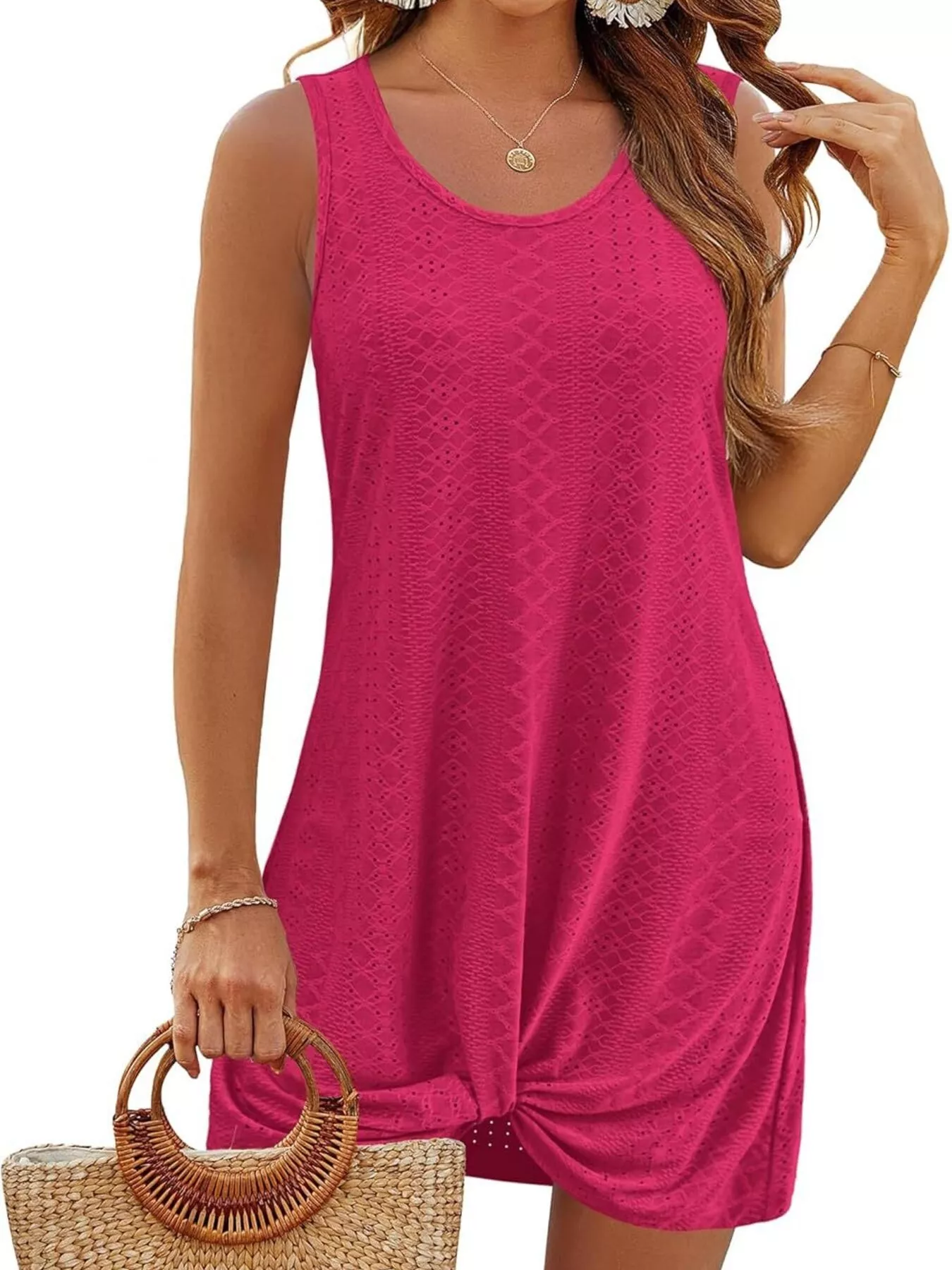 Sleeveless Knotted Hem Tank Dress - ZKZOOK