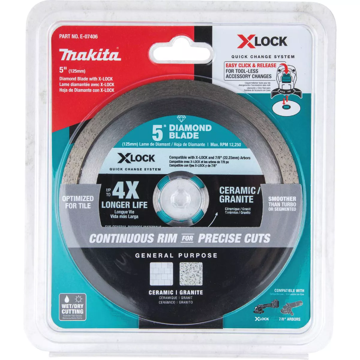Makita X-LOCK 5 In. Continuous Rim Dry/Wet Cut Diamond Blade