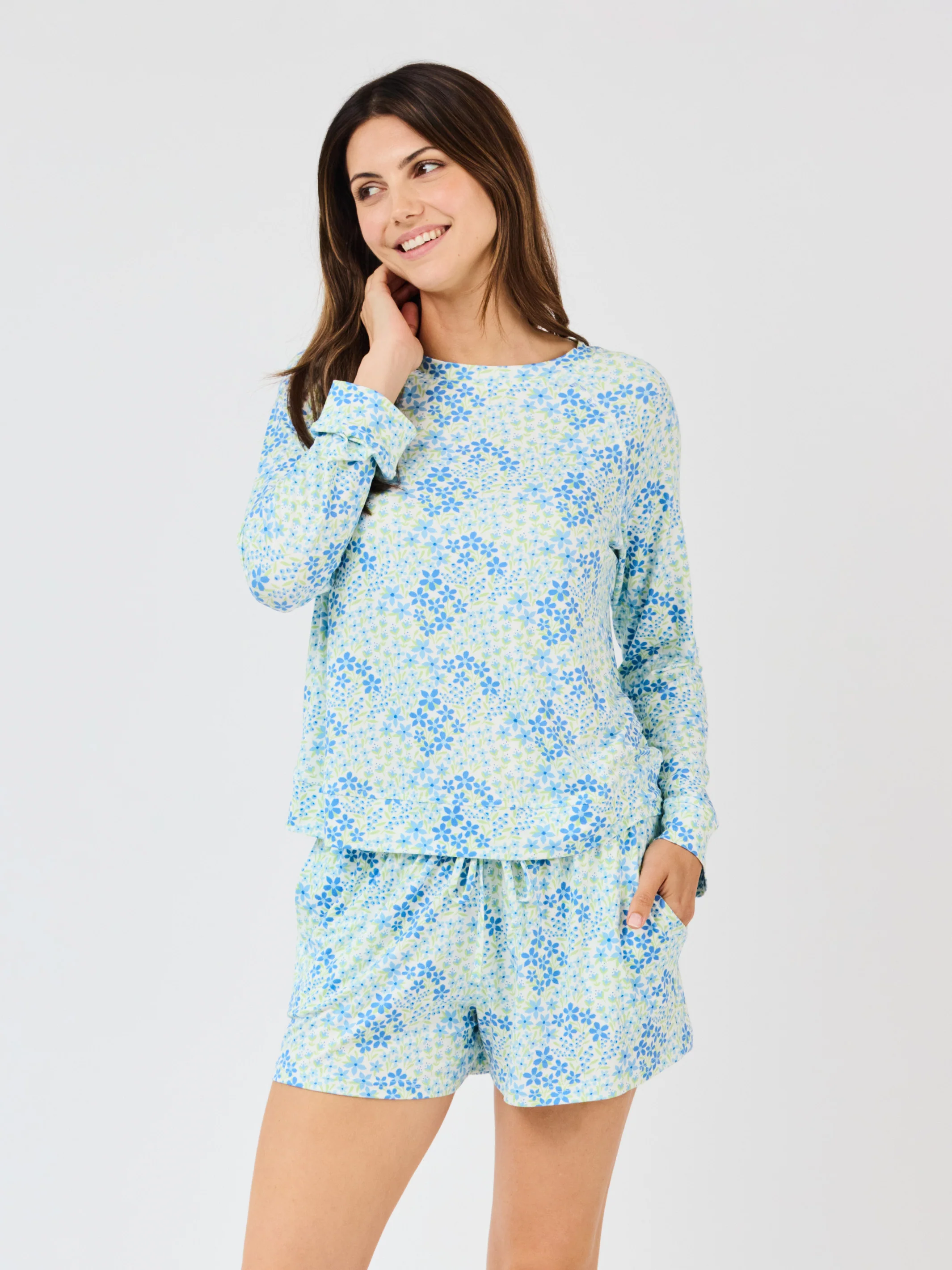 Women's Annie Shorts Set | Larkspur Fields Blue