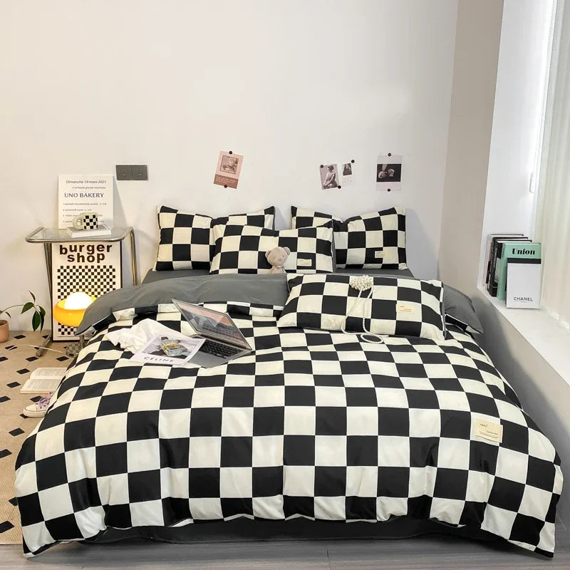 MonoGrid - Modern Geruite Bedset