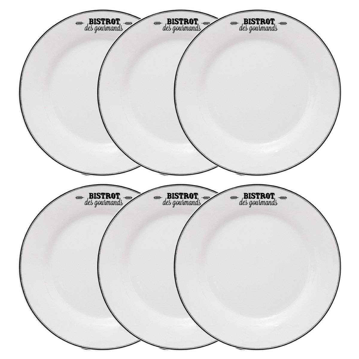 Set of 6 "Bistrot" dinner plates D.26 cm, White