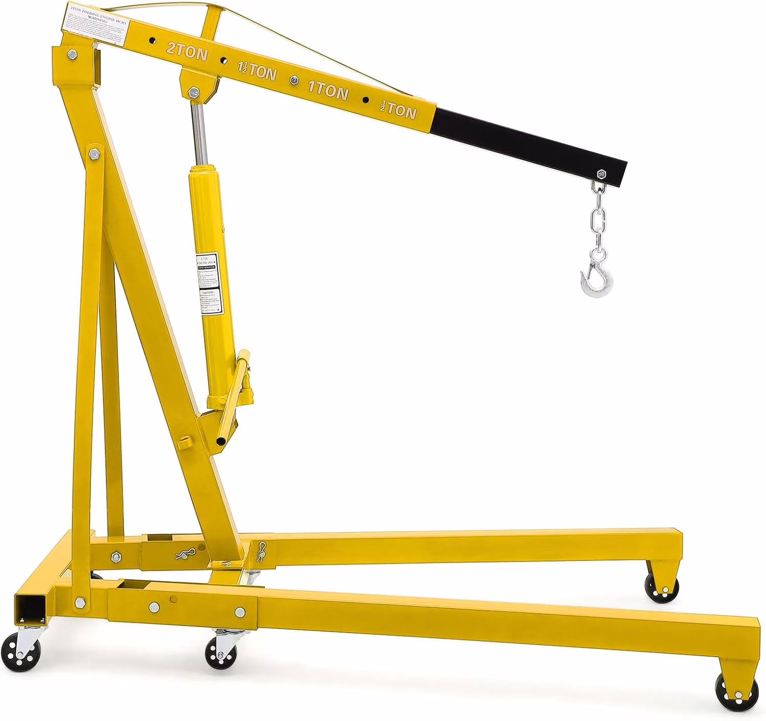 GARVEE 2 Ton Folding Hydraulic Engine Hoist with Lever, Folding Engine Shop Crane Hoist Lift, Heavy Cherry Picker