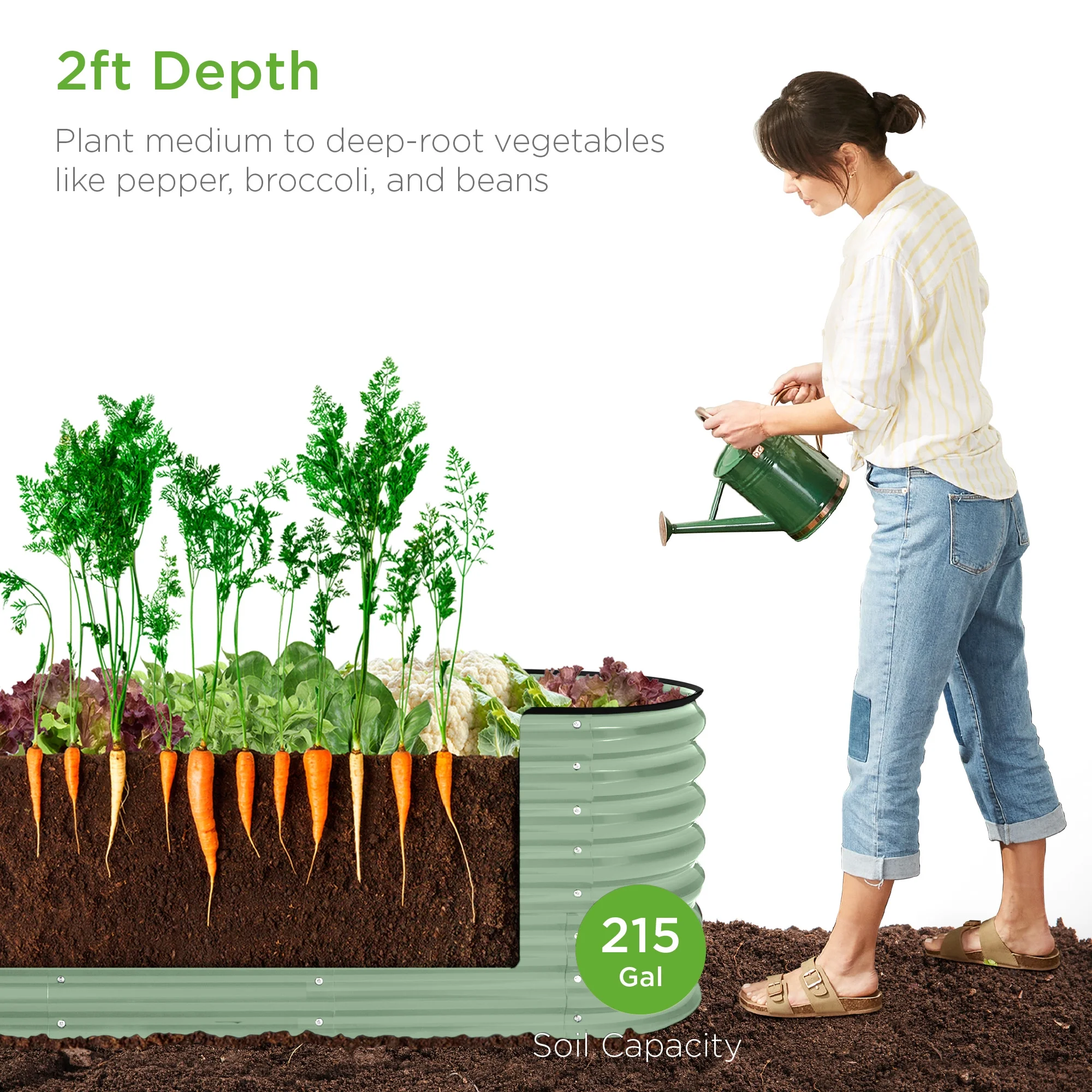 Best Choice Products 8x2x2ft Metal Raised Garden Bed, Oval Outdoor Planter Box w/ 4 Support Bars - Charcoal - Image 27