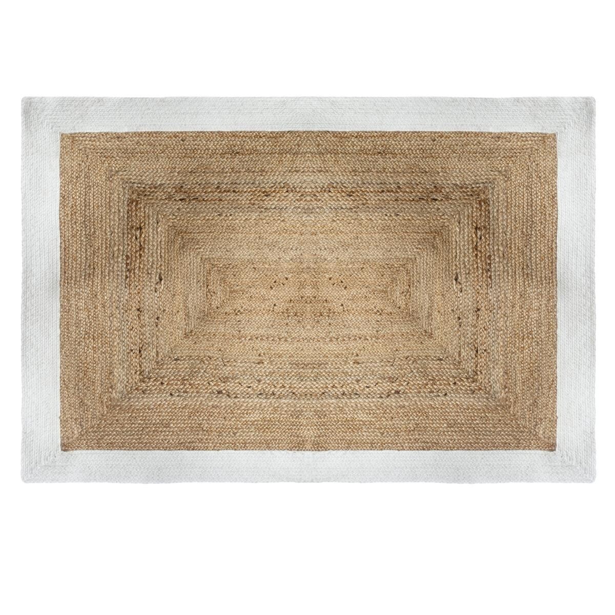 Rug, jute with white edge Jute, White, 120x170 cm