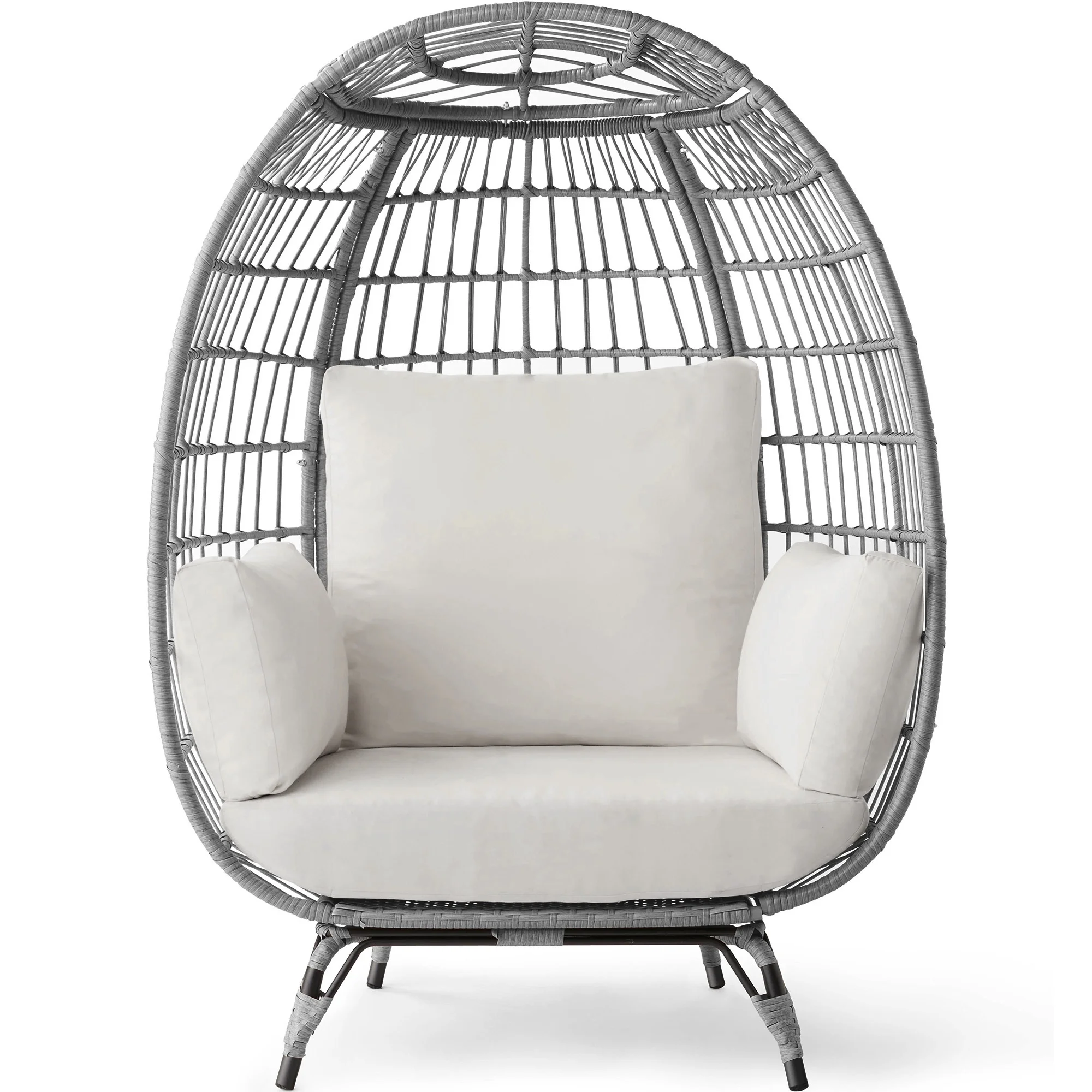 Best Choice Products Wicker Egg Chair Oversized Indoor Outdoor Patio Lounger w/ Steel Frame, 440lb Capacity - Black - Image 26