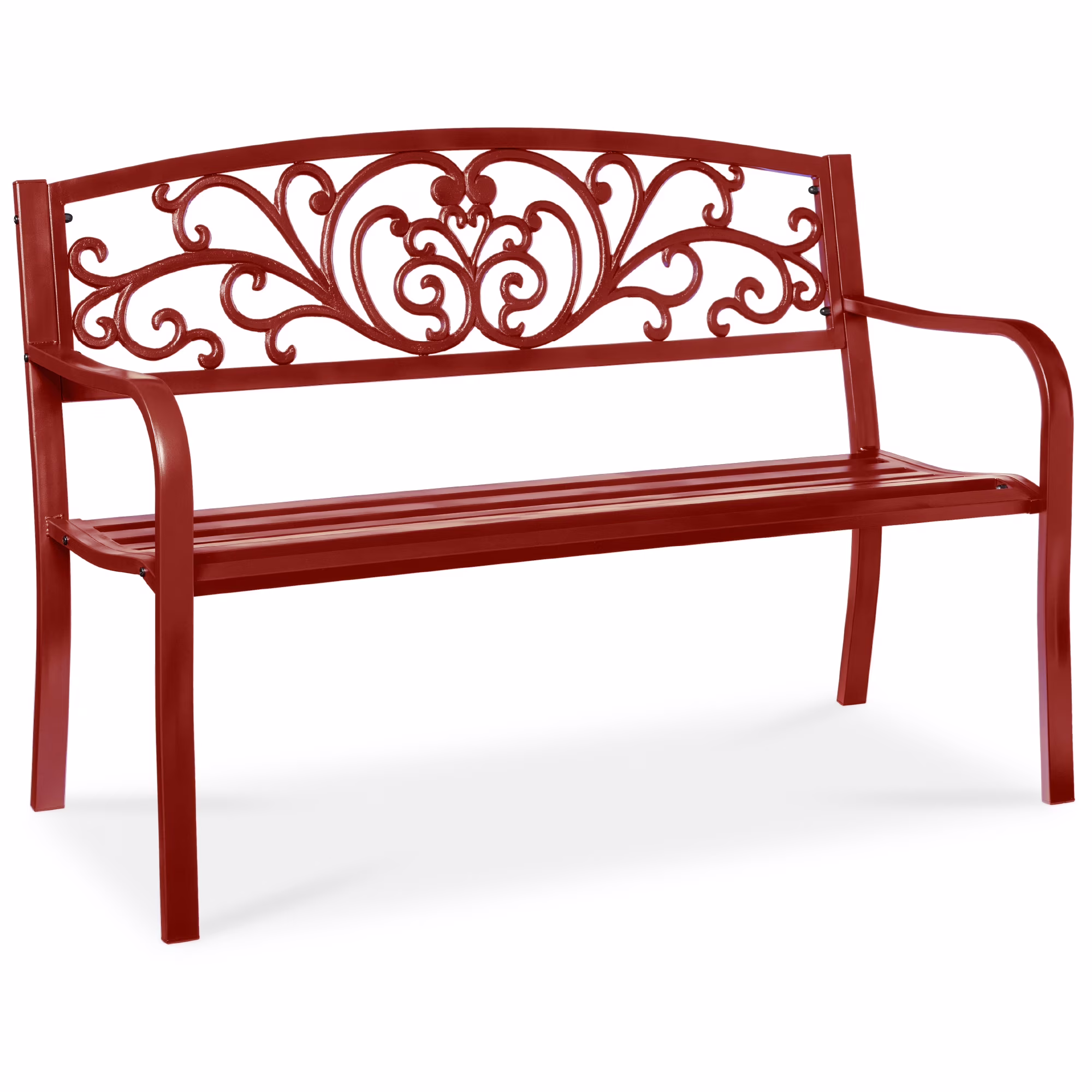 Best Choice Products Outdoor Steel Bench Garden Patio Porch Furniture w/ Floral Design Backrest - Black - Image 18