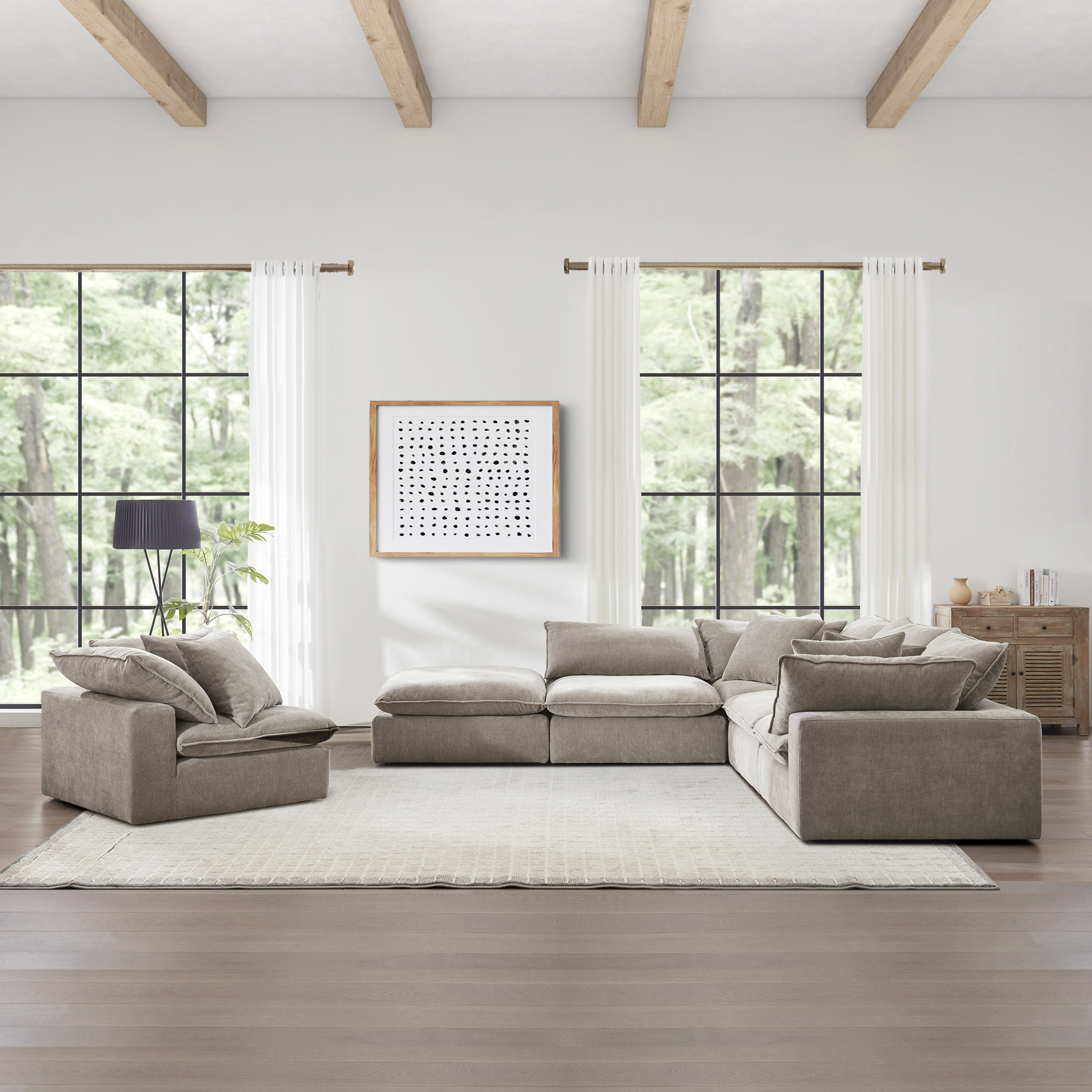 Sereen 6-piece Fabric Modular Sectional, Taupe - Image 5