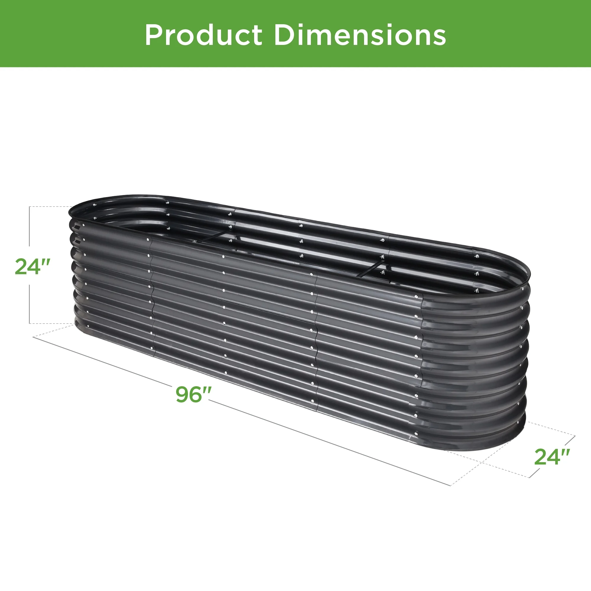Best Choice Products 8x2x2ft Metal Raised Garden Bed, Oval Outdoor Planter Box w/ 4 Support Bars - Charcoal - Image 14