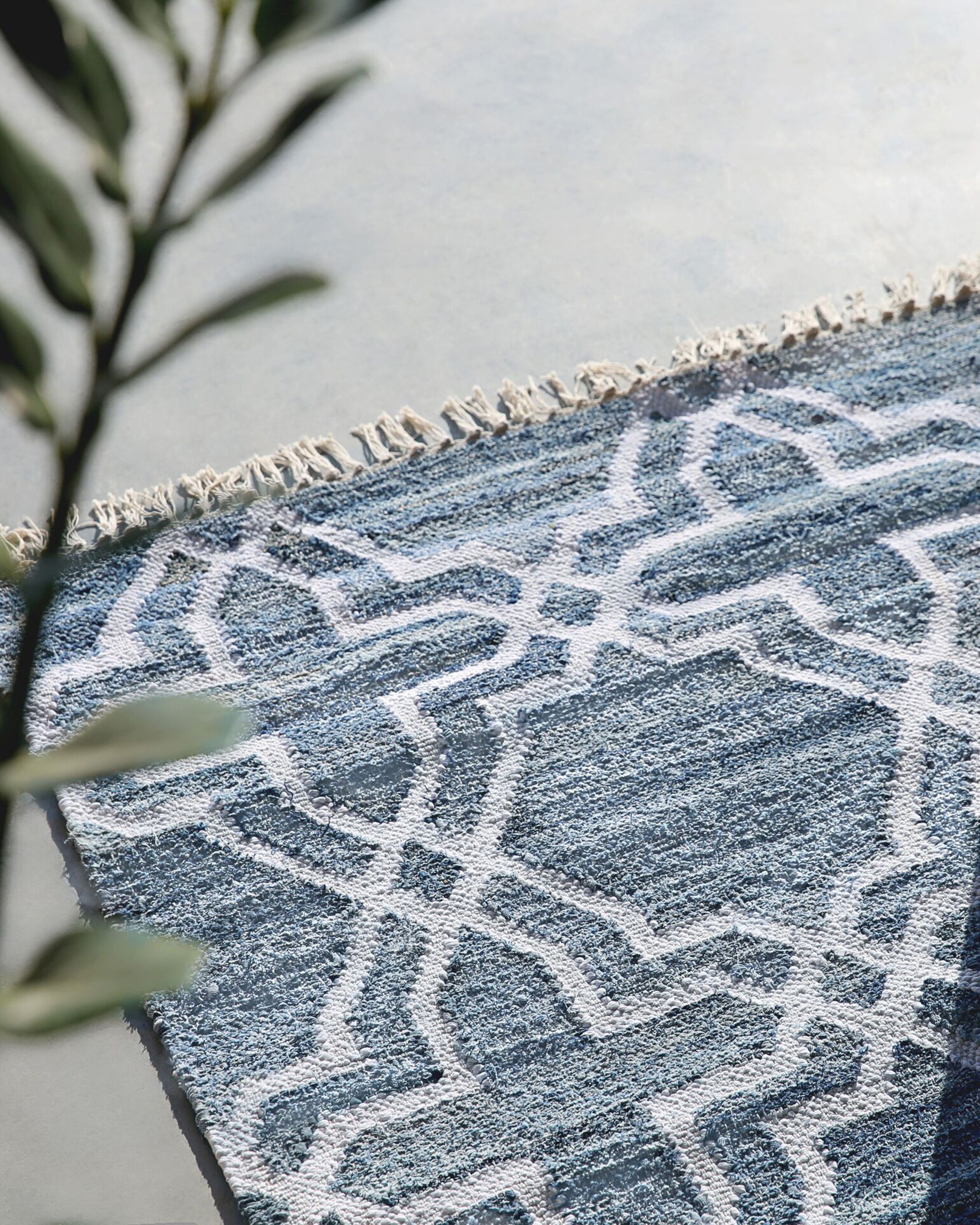Rug ADIYAMAN Blue 140 x 200 cm Cotton